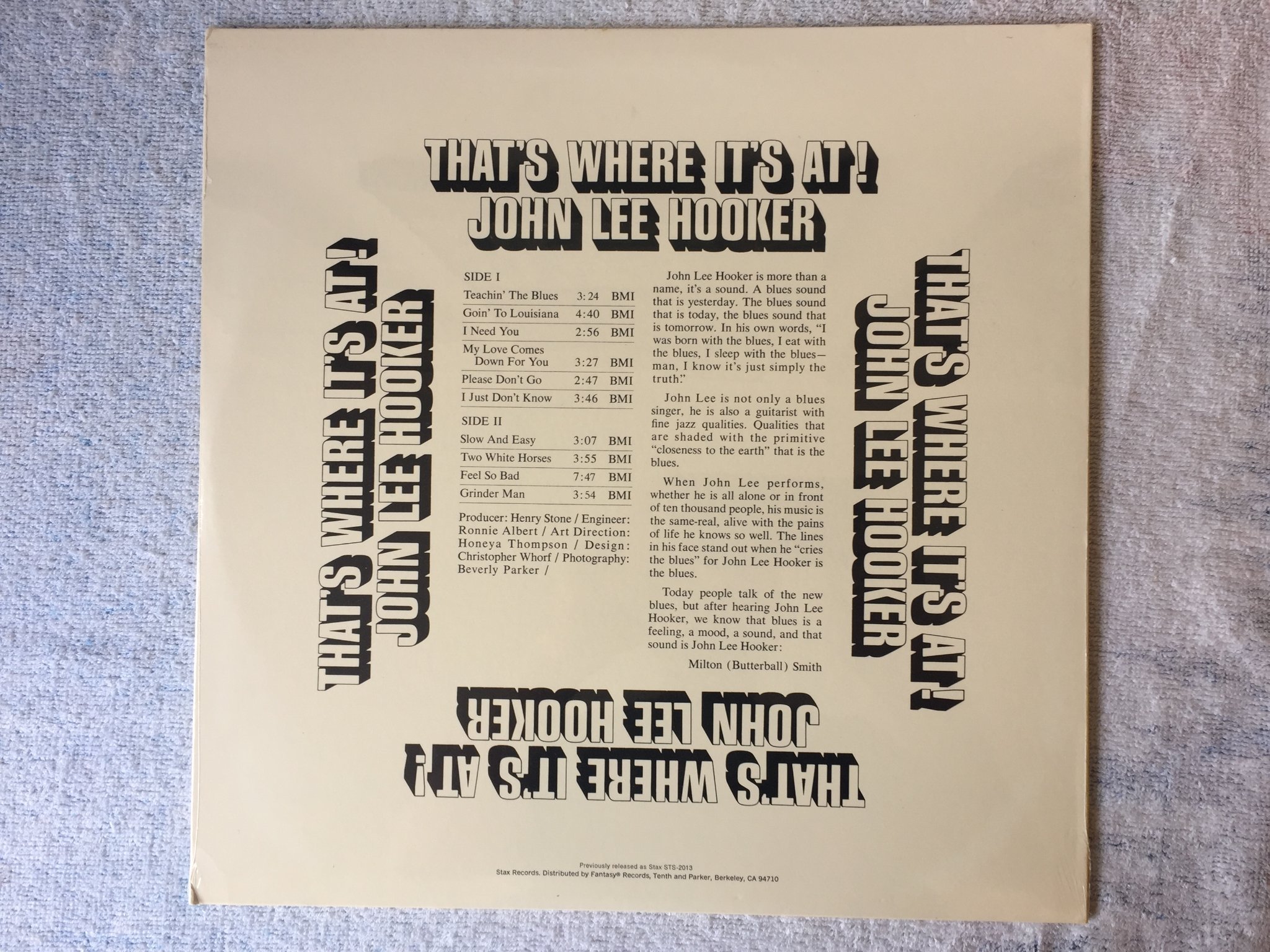 Omslagsbild för skivan JOHN LEE HOOKER that's where it's at! LP re US STAX STX 4134 Still sealed