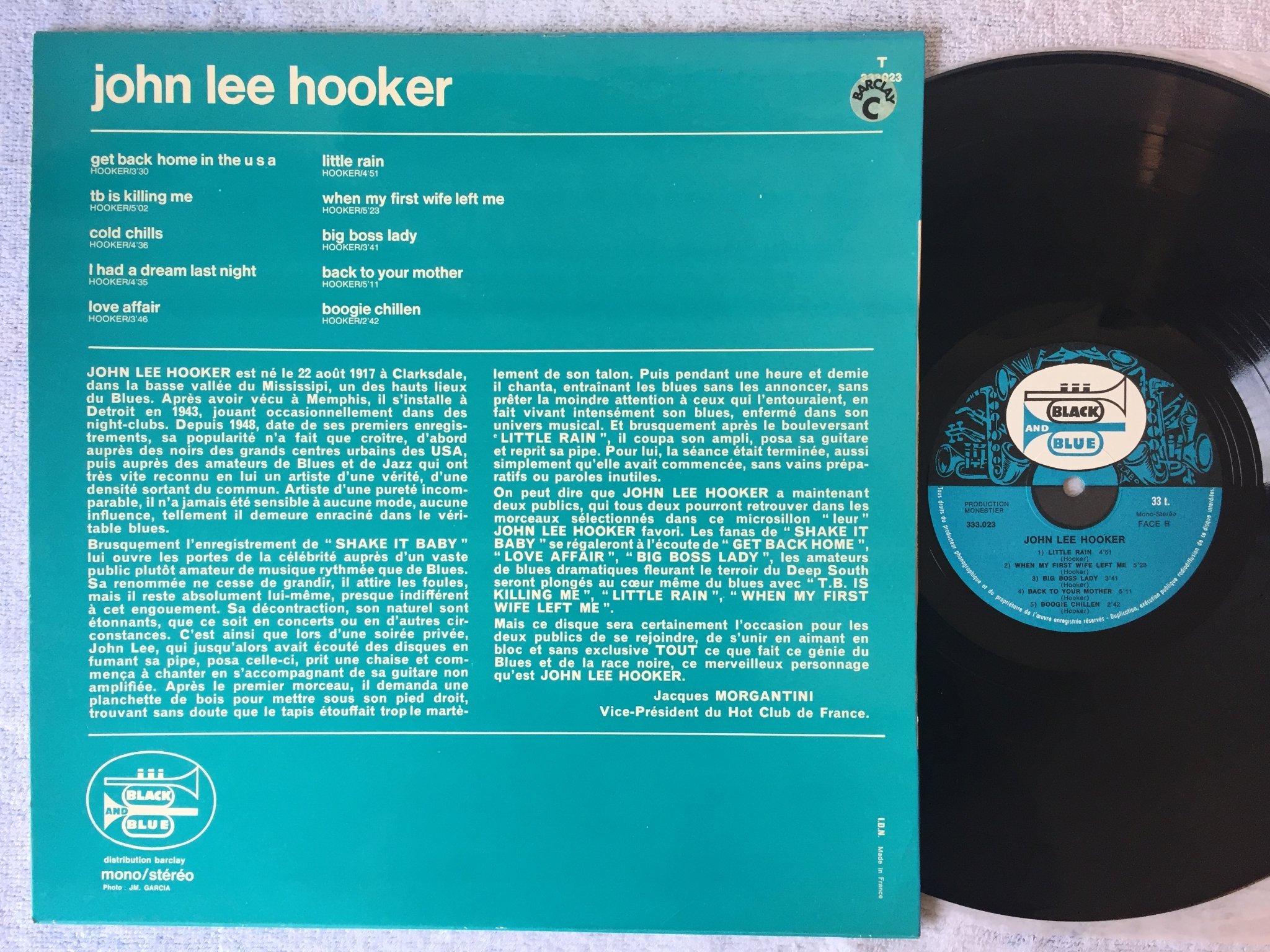Omslagsbild för skivan JOHN LEE HOOKER get back home in the USA LP -70 US BLACK & BLUE 333.023