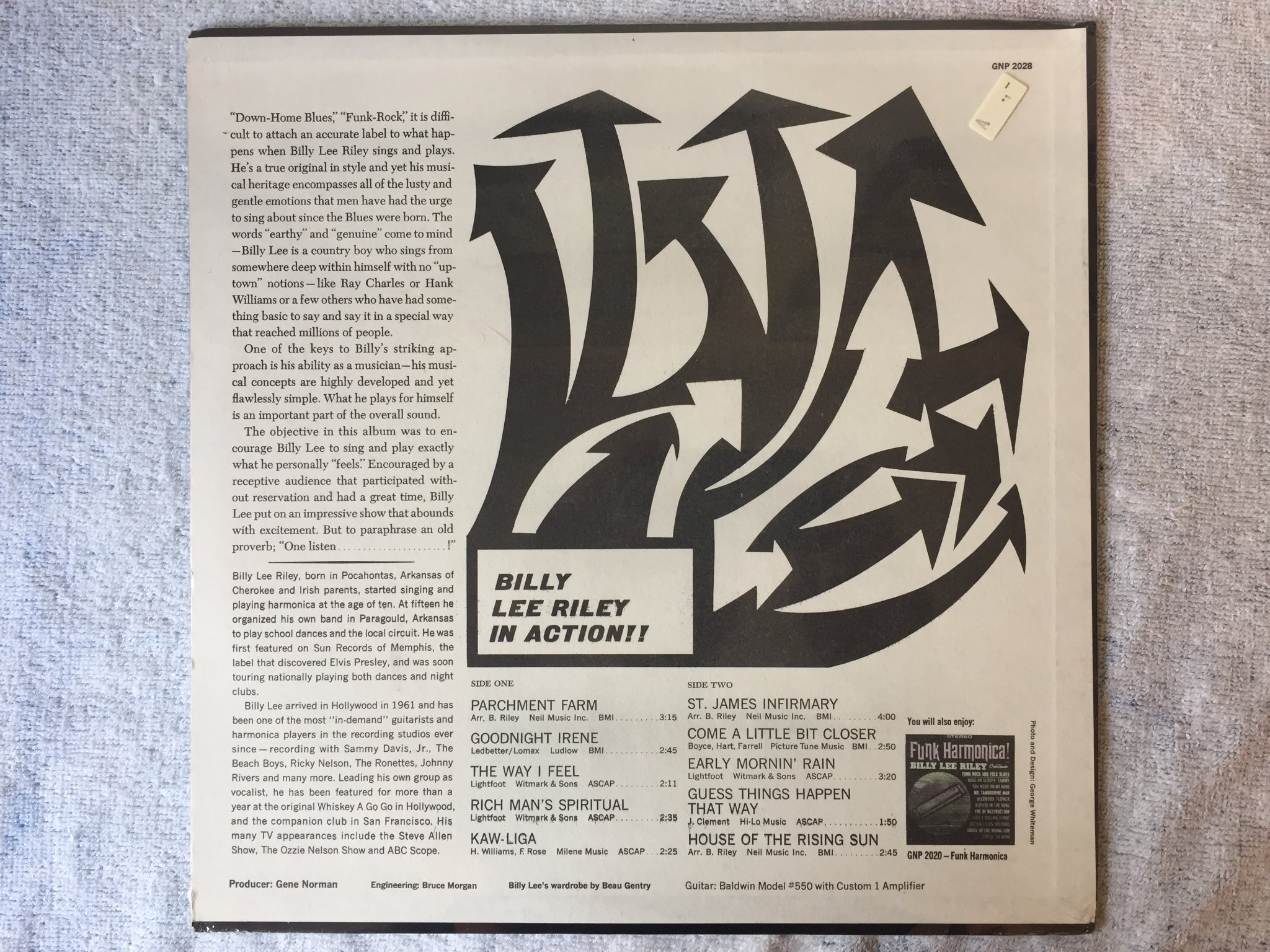 Omslagsbild för skivan BILLY LEE RILEY in action!!! LP US GNP CRESCENDO GNPS-2028 still sealed