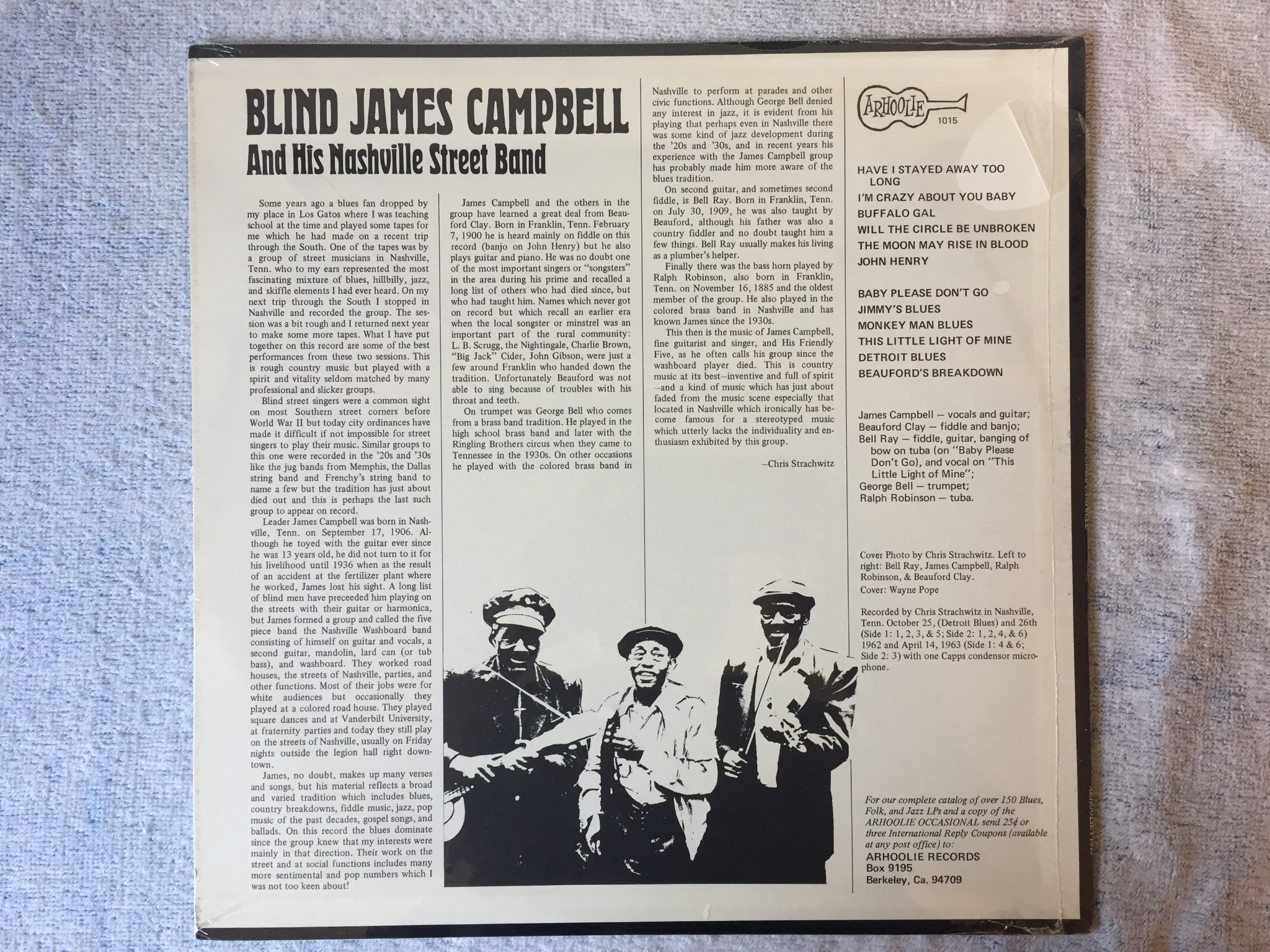 Omslagsbild för skivan BLIND JAMES CAMPBELL  LP  US ARHOOLIE 1015 still sealed