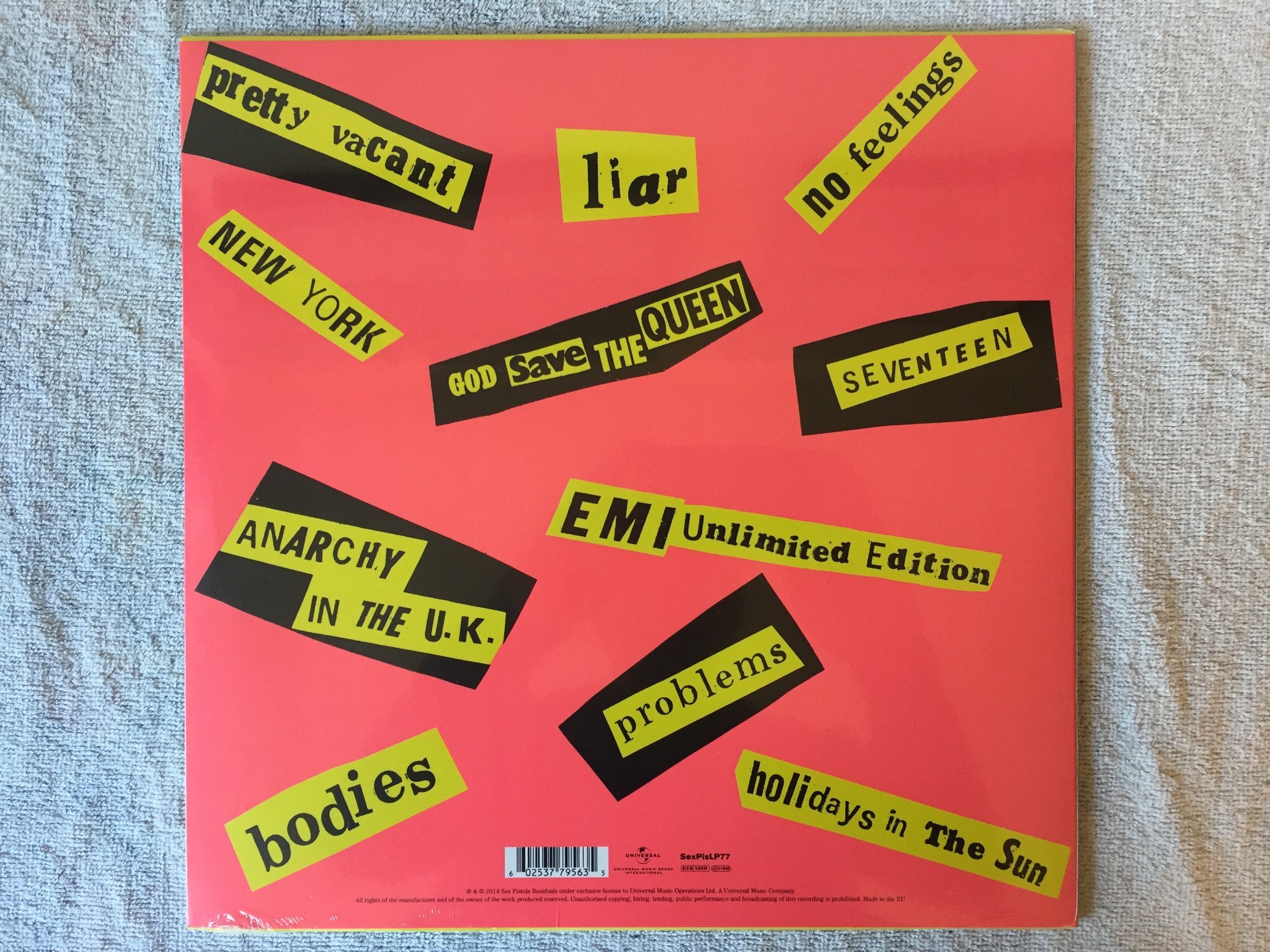 Omslagsbild för skivan Never Mind The Bollocks, Here's The Sex Pistols LP re 2014 BACK TO BLACK sealed