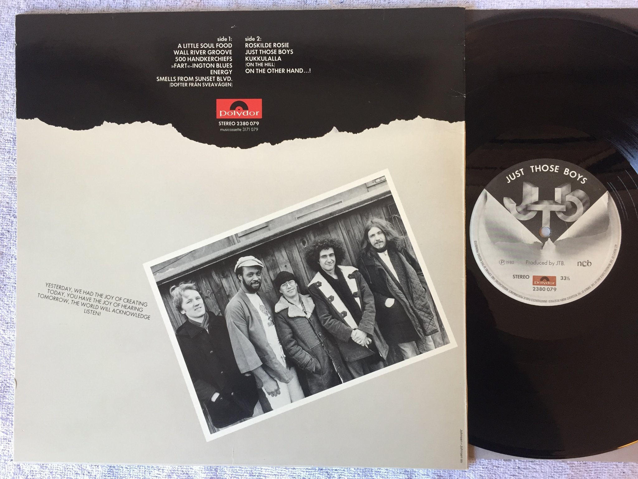 Omslagsbild för skivan JTB those boys LP -80 POLYDOR 2380079 jazz rock JUKKA TOLONEN