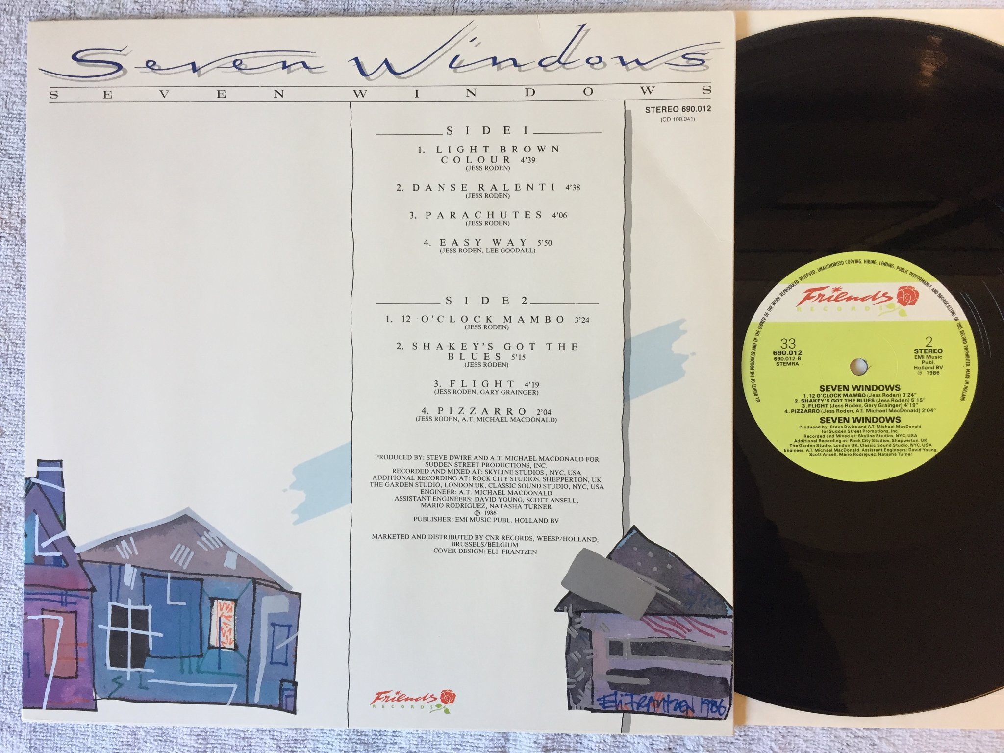 Omslagsbild för skivan SEVEN WINDOWS s/t LP -86 Hol FRIENDS 690012 electronic / downtempo