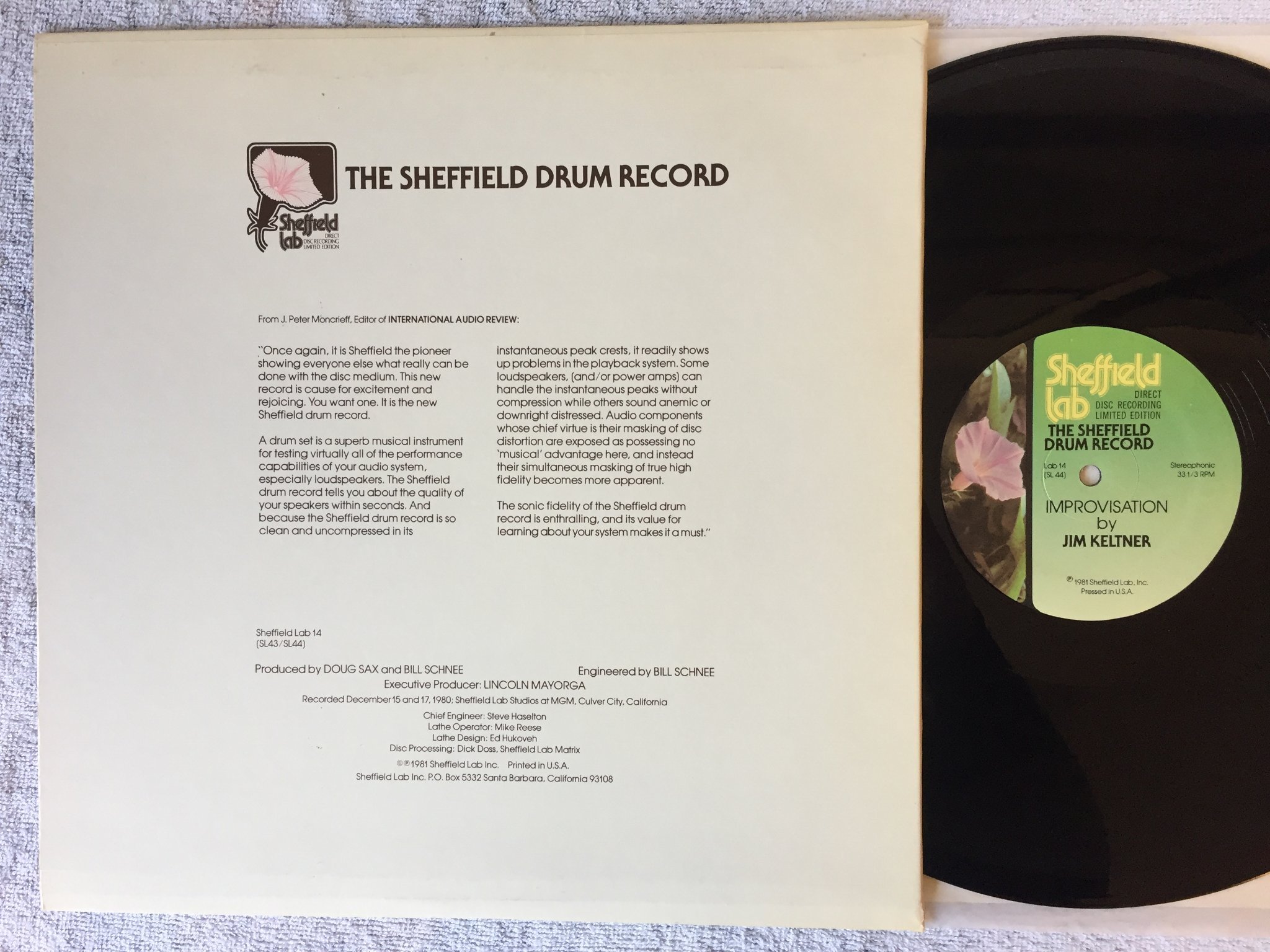 Omslagsbild för skivan JIM KELTNER / RON TUTT the Sheffield drum record LP -81 US LAB-14 mega rare!!!