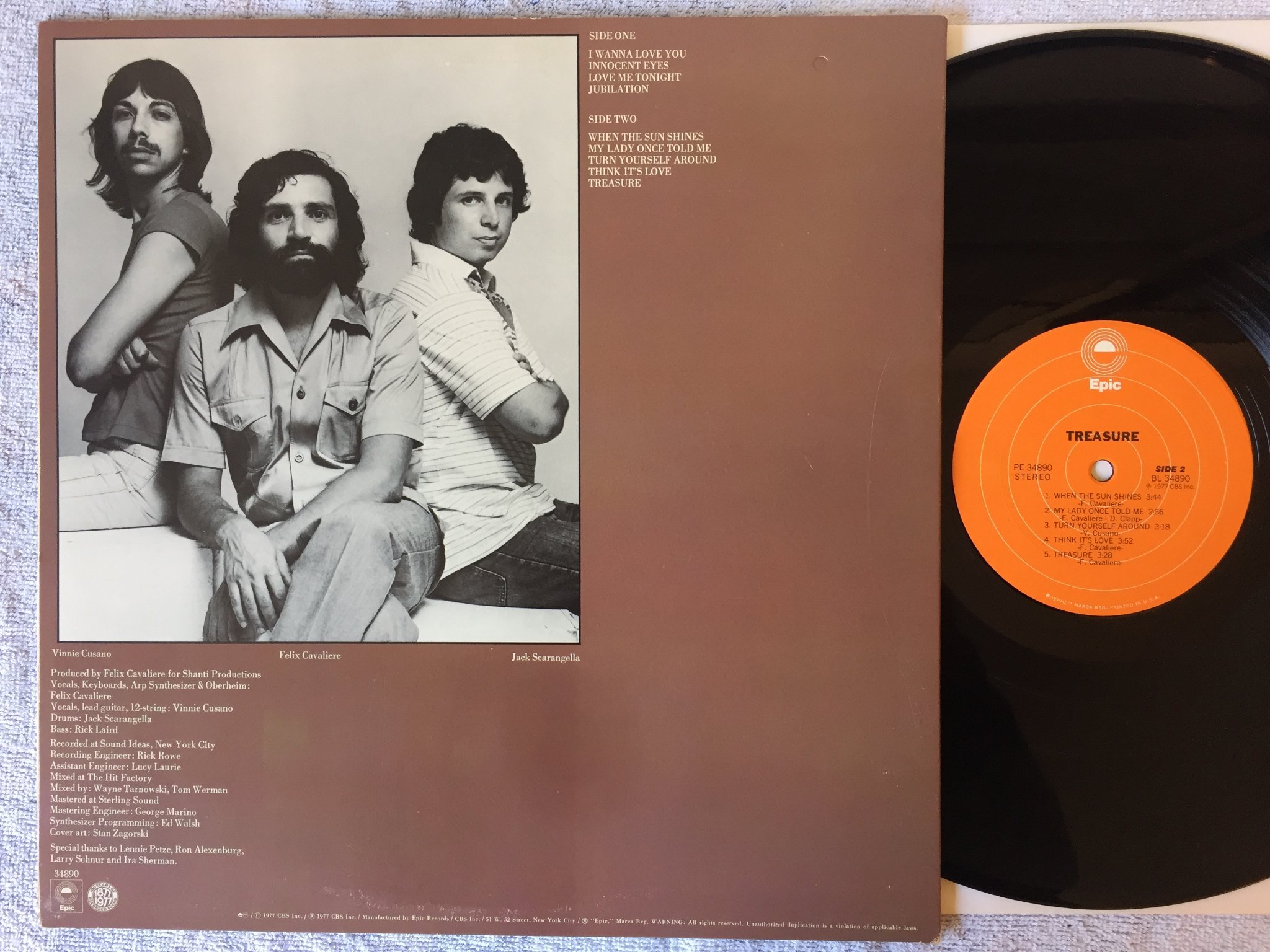 Omslagsbild för skivan TREASURE s/t LP -77 US EPIC PE 34890