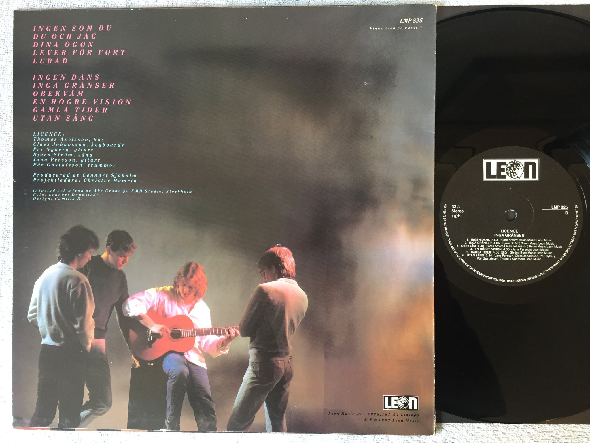 Omslagsbild för skivan LICENCE inga gränser LP -83 Swe LEON LMP 825 AOR soul