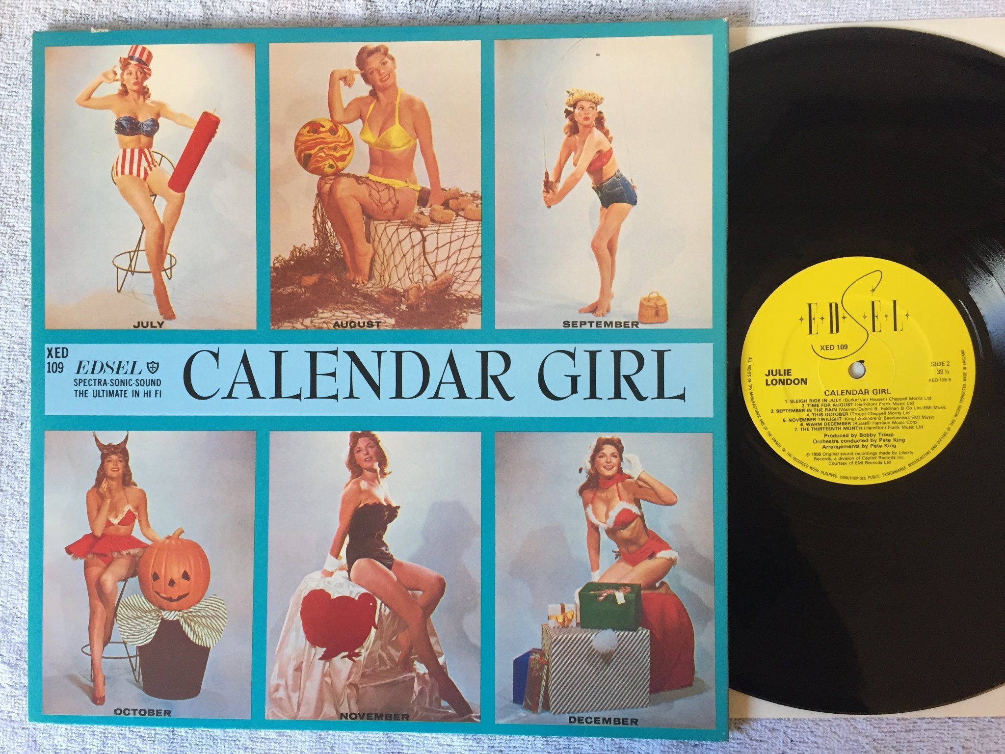 Omslagsbild för skivan JULIE LONDON calendar girl LP re EDSEL XED 109