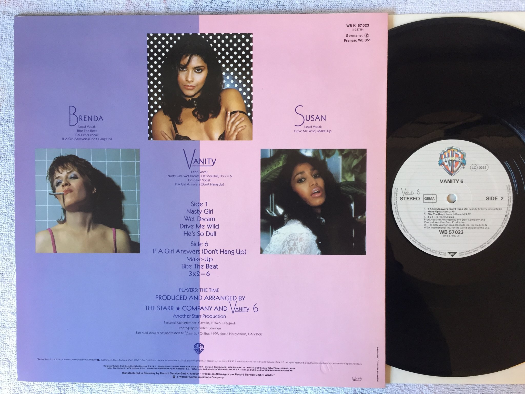 Omslagsbild för skivan VANITY 6 s/t LP -82 Ger WARNER BROS WB 57023
