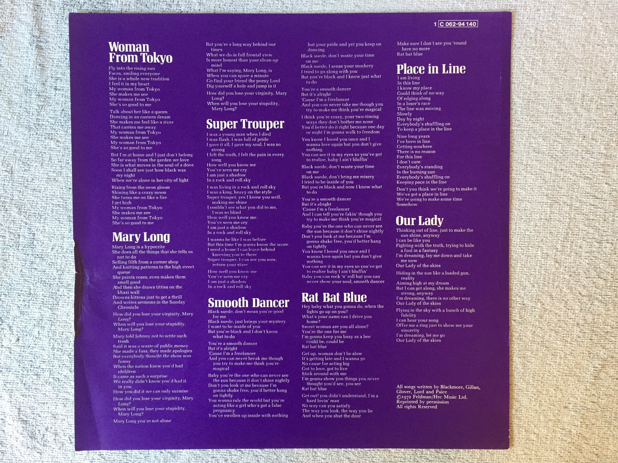 Omslagsbild för skivan DEEP PURPLE who do you think we are LP Ger PURPLE 1C 062-94 140