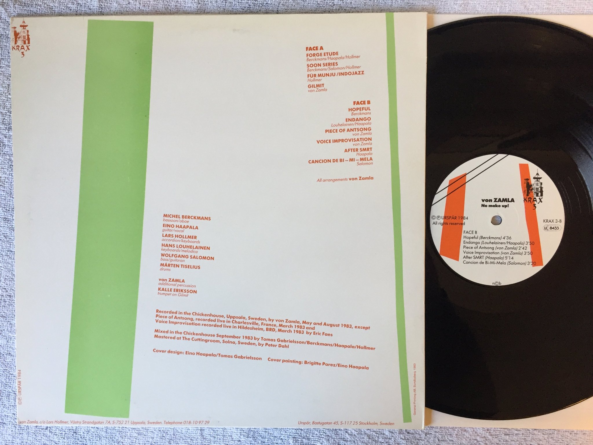 Omslagsbild för skivan VON ZAMLA no make up! LP -84 URSPÅR KRAX-3 