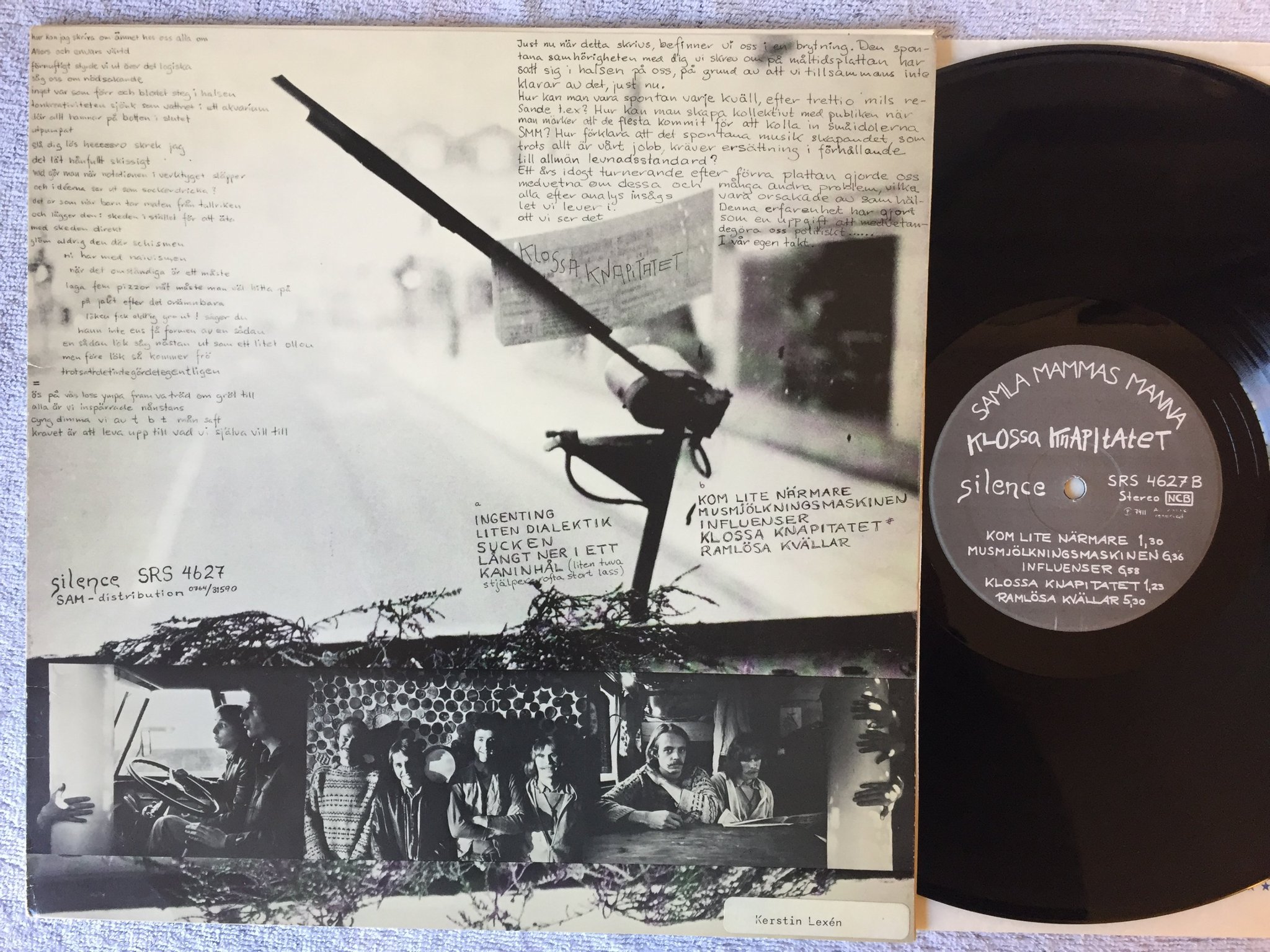 Omslagsbild för skivan SAMLA MAMMAS MANNA klossa knapitatet LP -74 Swe SILENCE SRS 4627