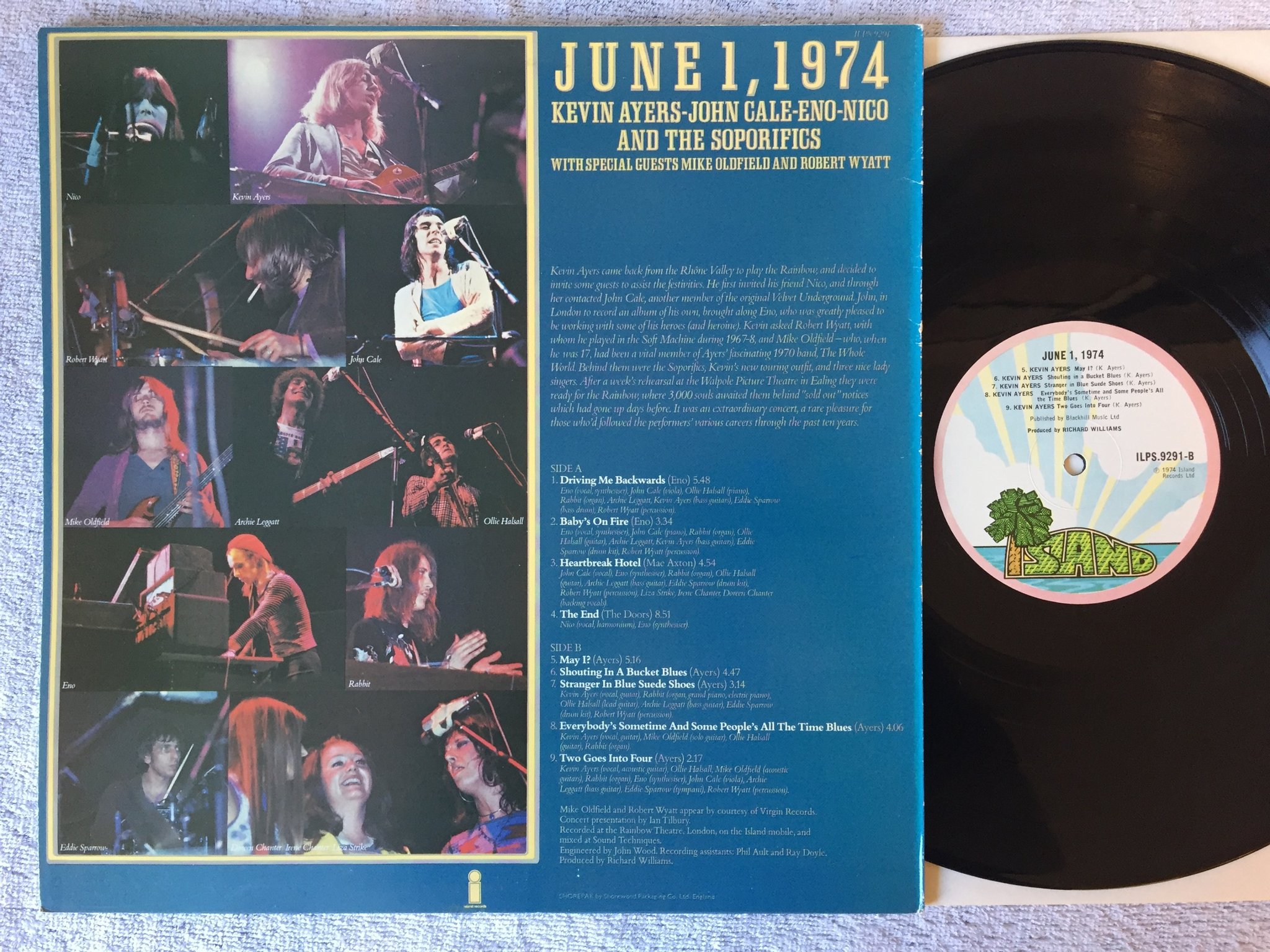 Omslagsbild för skivan AYERS CALE NICO ENO June 1, 1974 LP UK pink rim ISLAND ILPS 9291