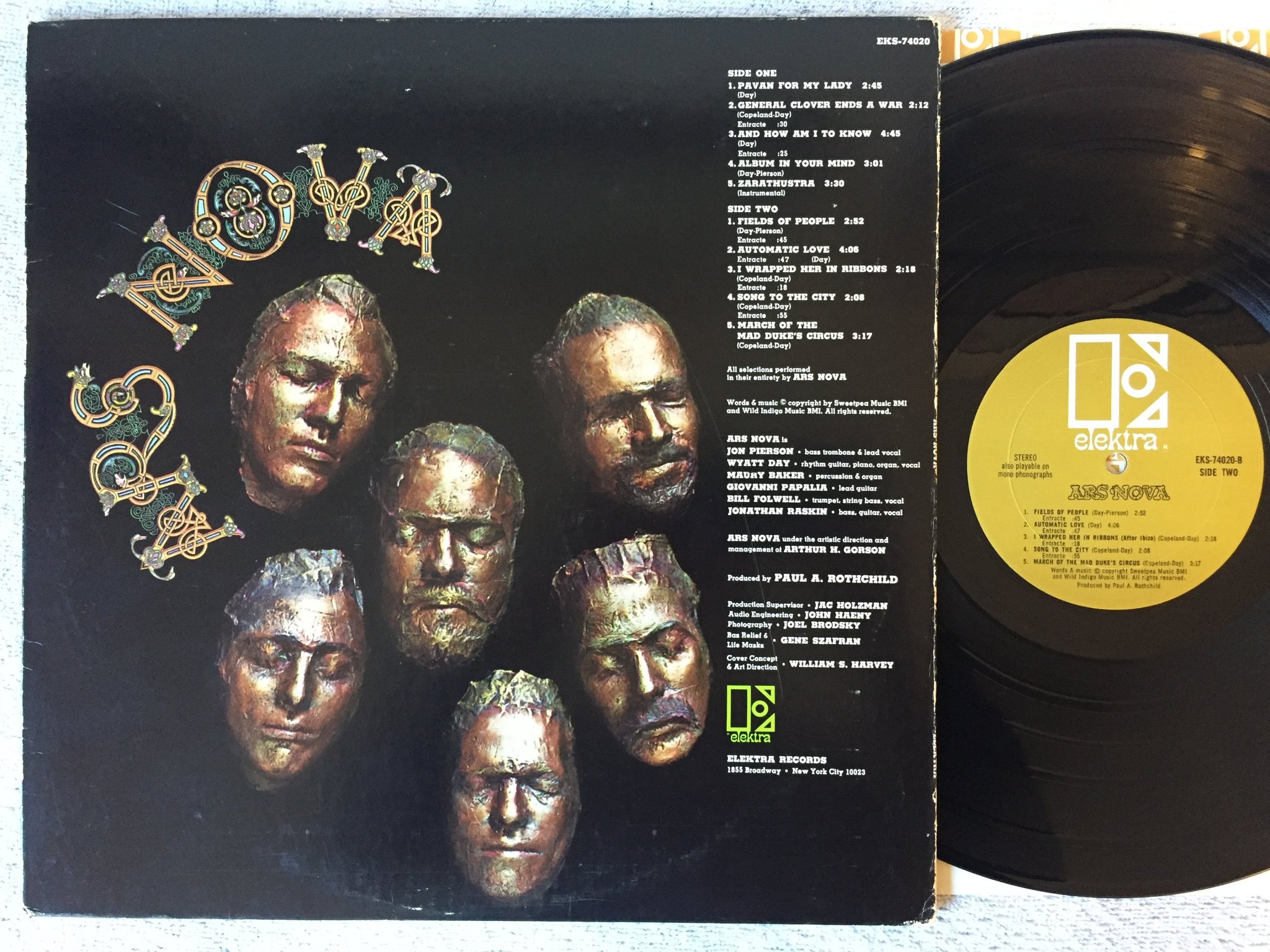 Omslagsbild för skivan ARS NOVA s/t LP -68 US ELEKTRA EKS 74020 