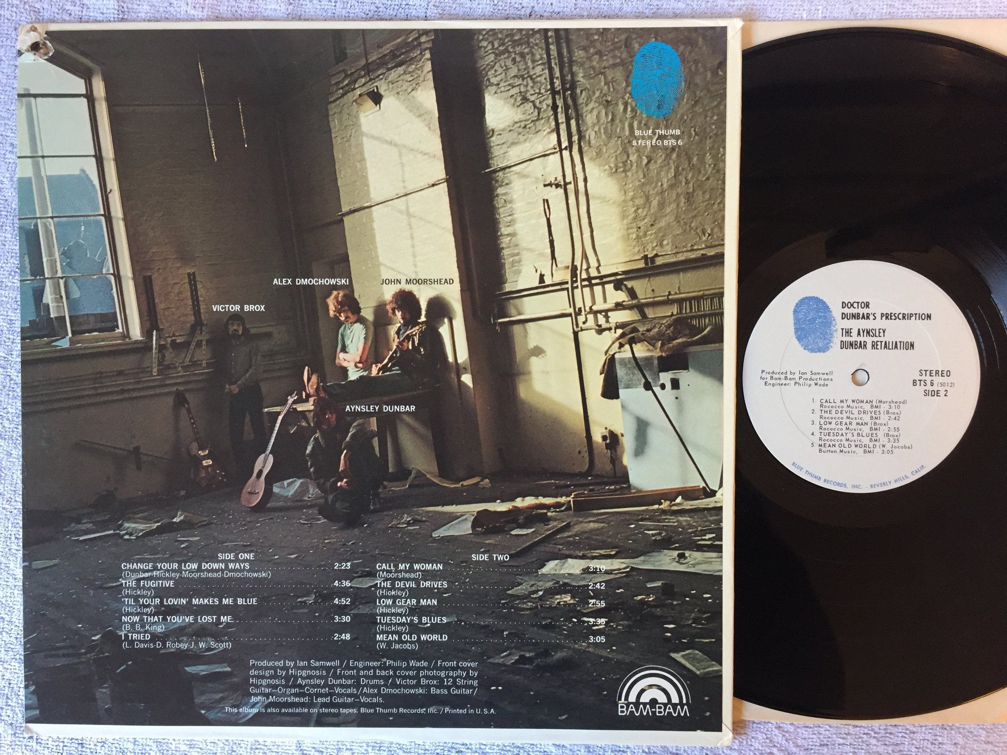 Omslagsbild för skivan THE AYNSLEY DUNBAR RETALIATION doctor dunbar's prescription LP US BLUE THUMB BTS