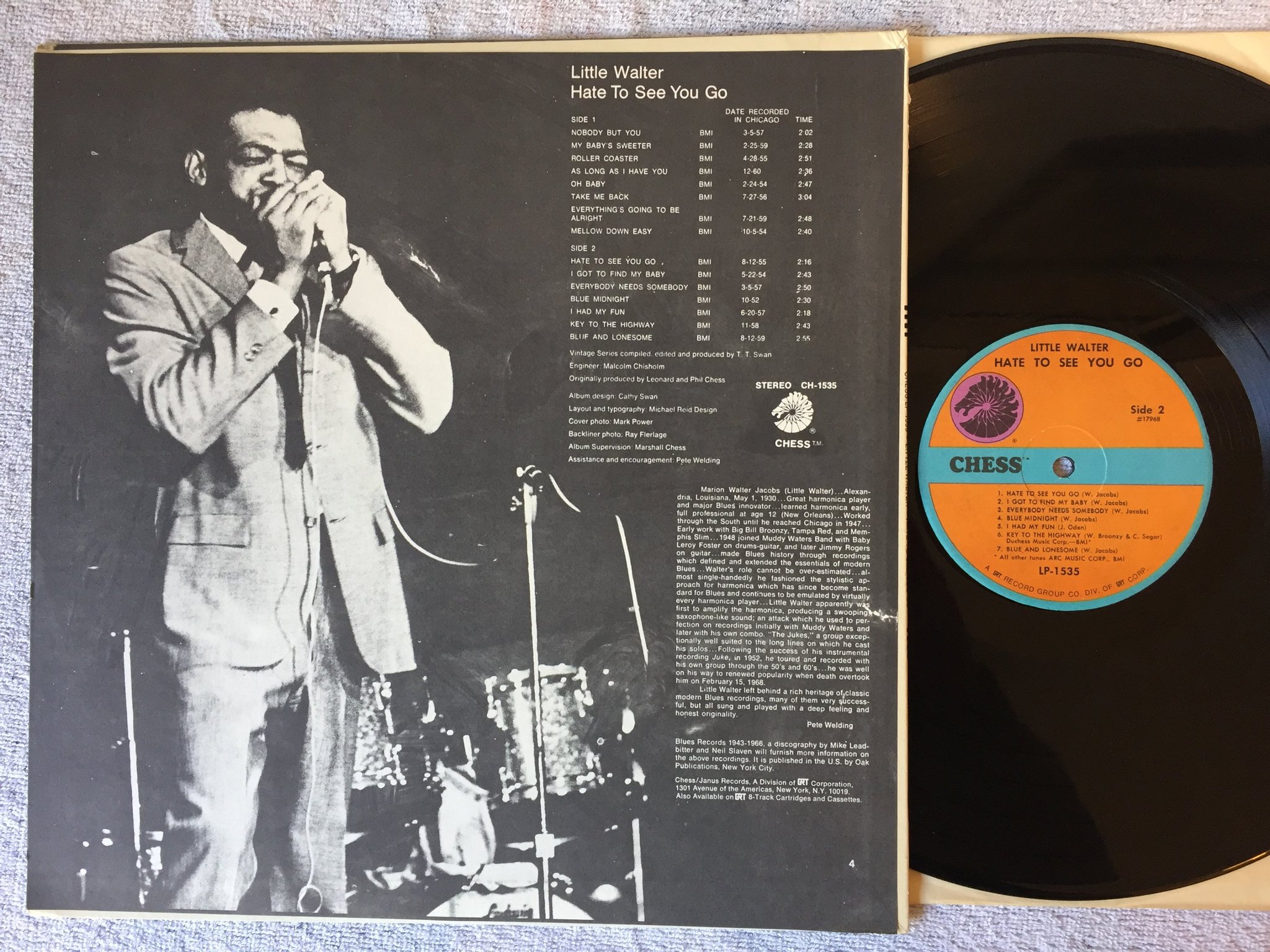Omslagsbild för skivan LITTLE WALTER hate to see you go LP US CHESS LP-1535 blues
