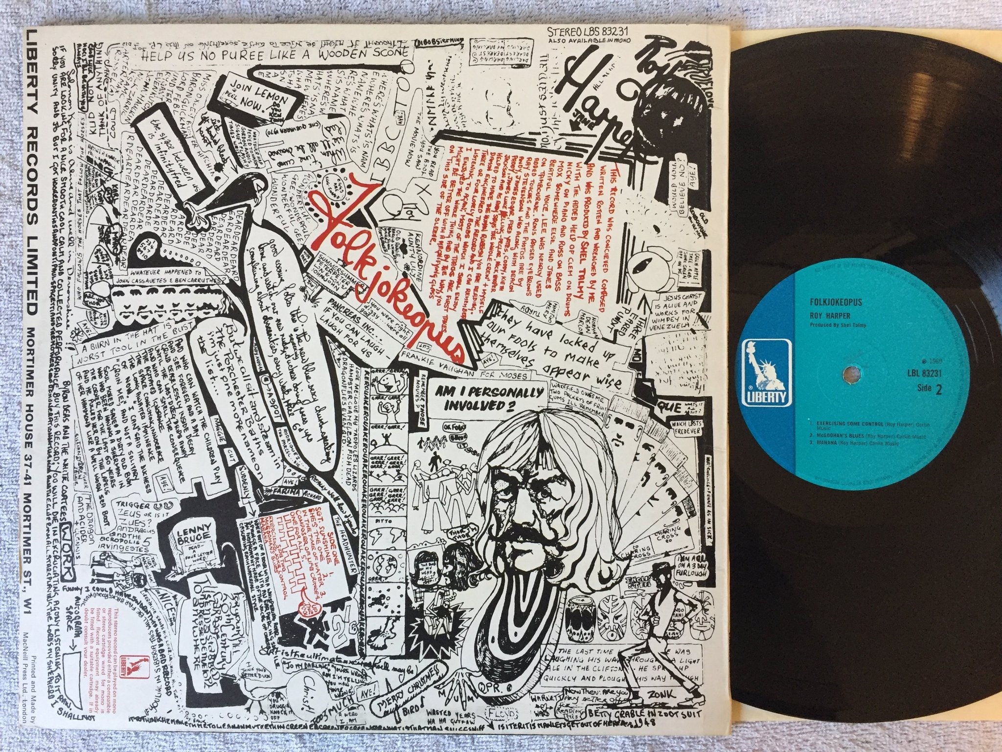 Omslagsbild för skivan ROY HARPER folkjokeopus LP -69 UK LIBERTY LBL 83231 rare psych