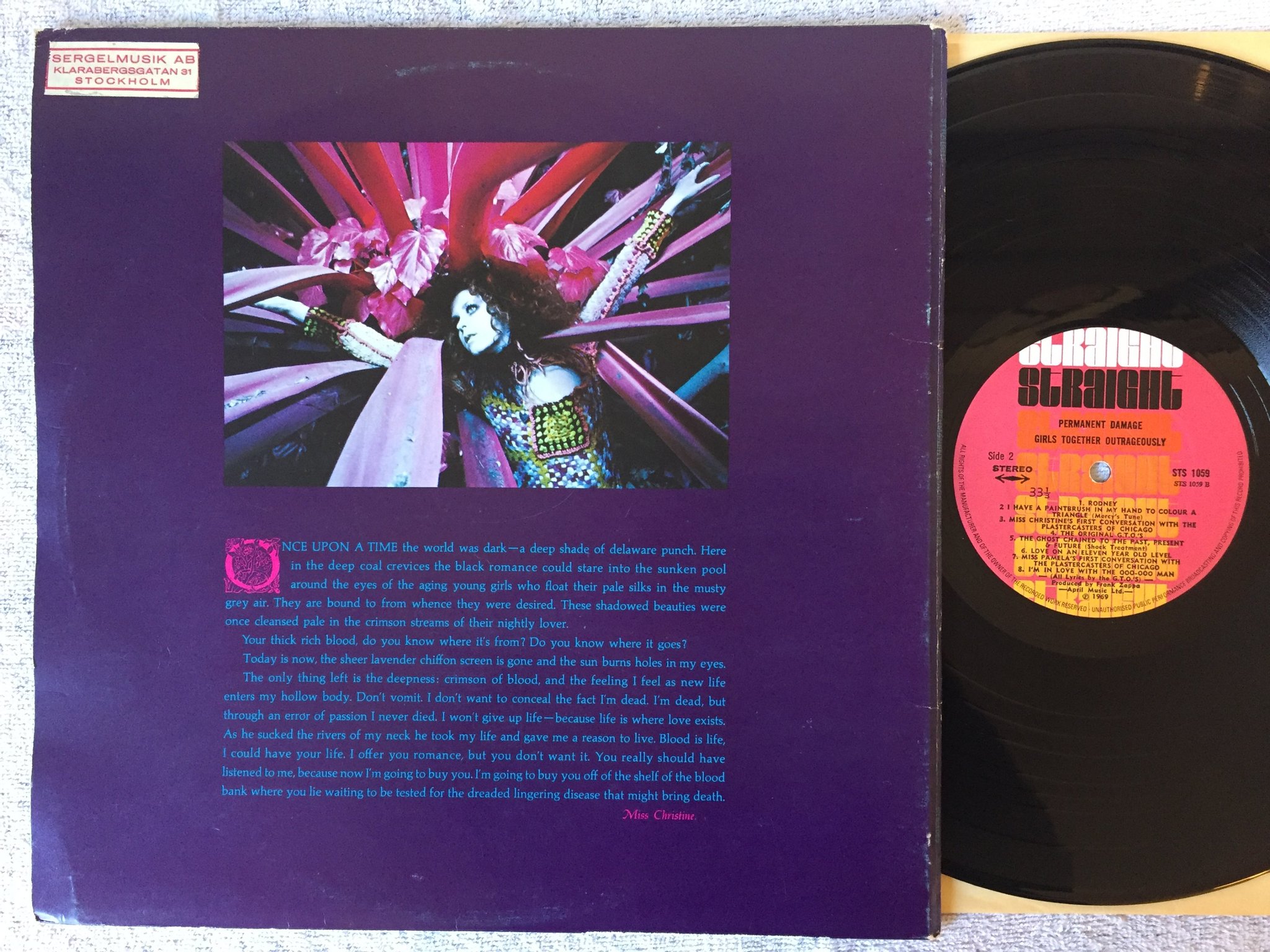 Omslagsbild för skivan GTO's permanent damage LP -69 UK STRAIGHT STS 1059 avantgarde psych