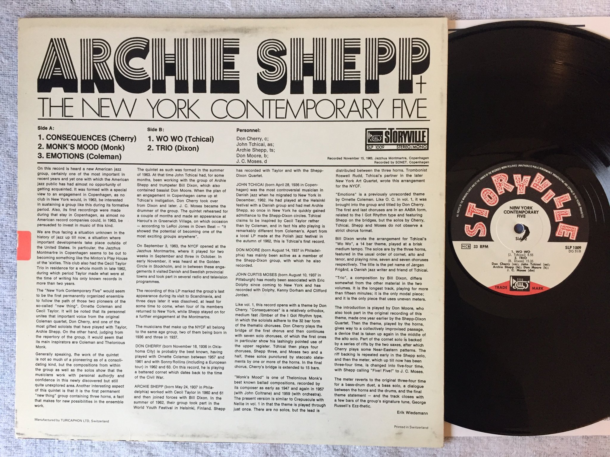 Omslagsbild för skivan ARCHIE SHEPP + THE NEW YORK CONTEMPORARY FIVE Vol 2 LP STORYVILLE SLP 1009