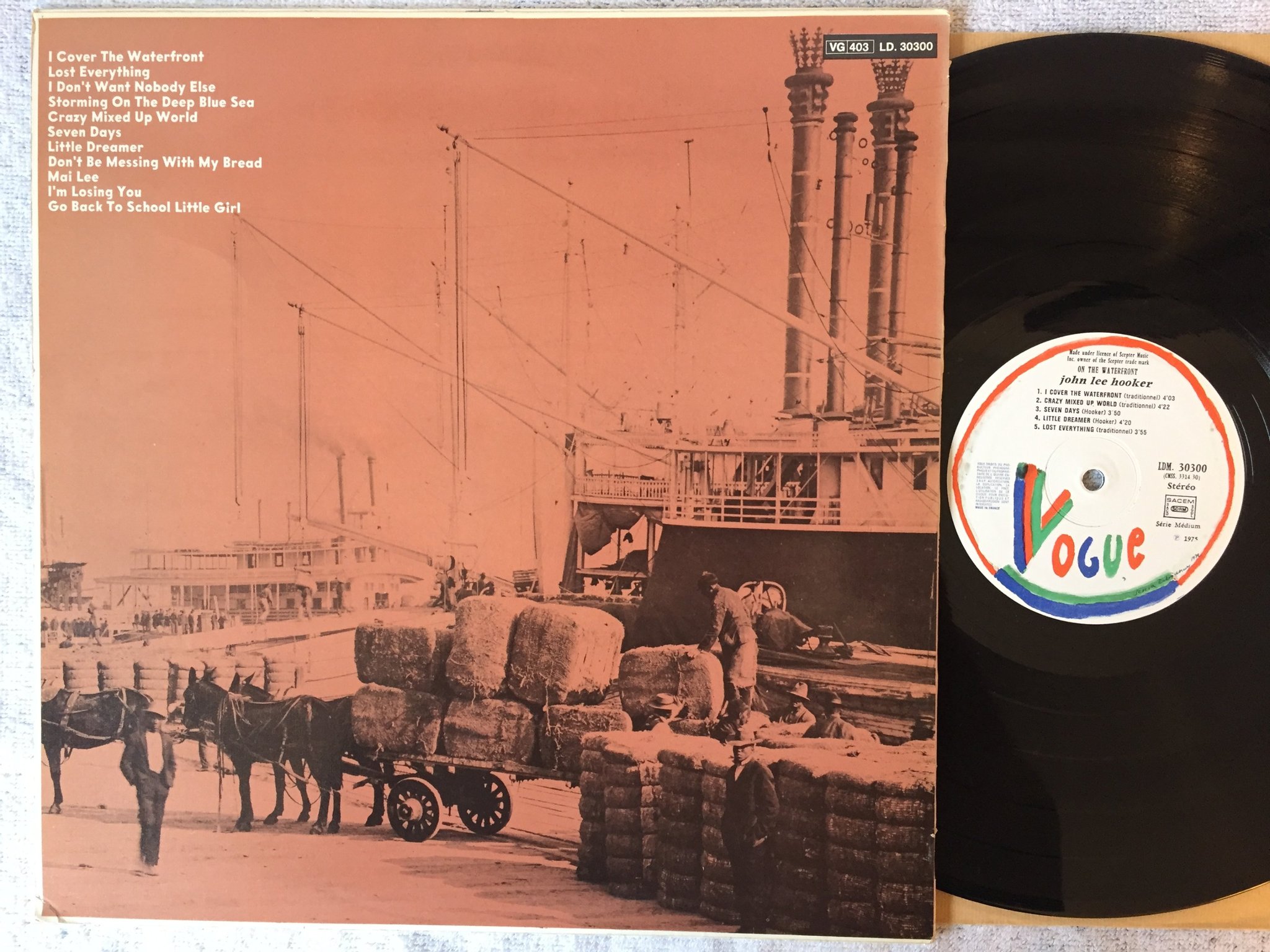 Omslagsbild för skivan JOHN LEE HOOKER on the waterfront LP -75n Fra VOGUE SMSS 3314 30