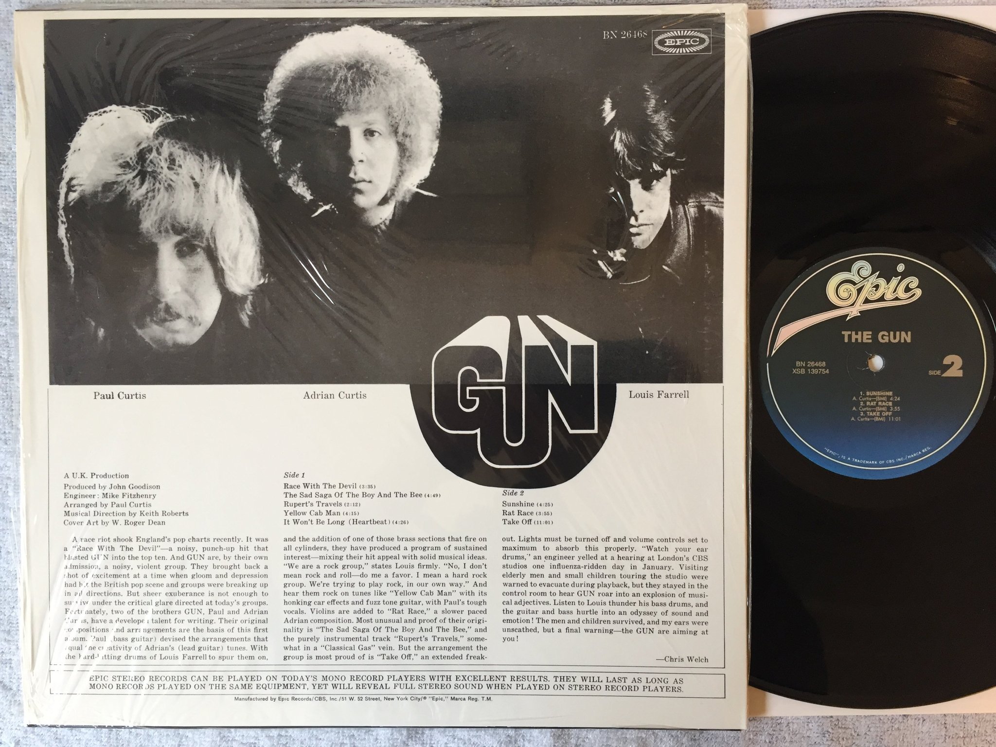 Omslagsbild för skivan GUN s/t LP re -68/98 US EPIC BN 26468