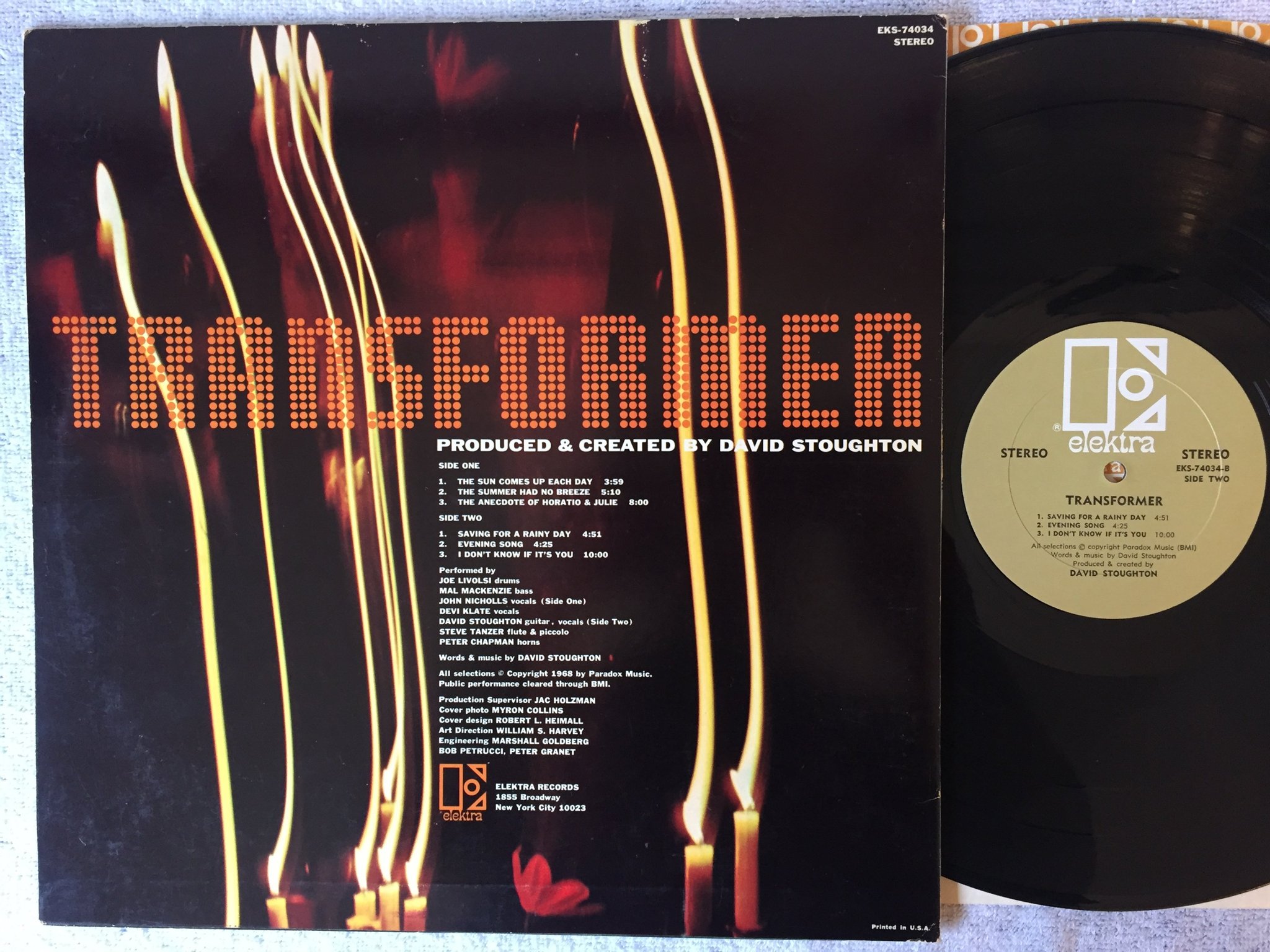 Omslagsbild för skivan DAVID STOUGHTON Transformer LP -68 US ELEKTRA EKS-74034