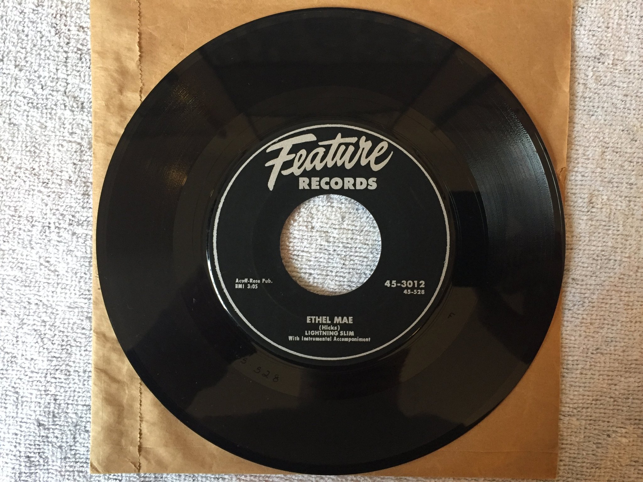 Omslagsbild för skivan LIGHTNING SLIM bugger bugger boy 7"single -54 US FEATURE RECORDS 3012 rare!