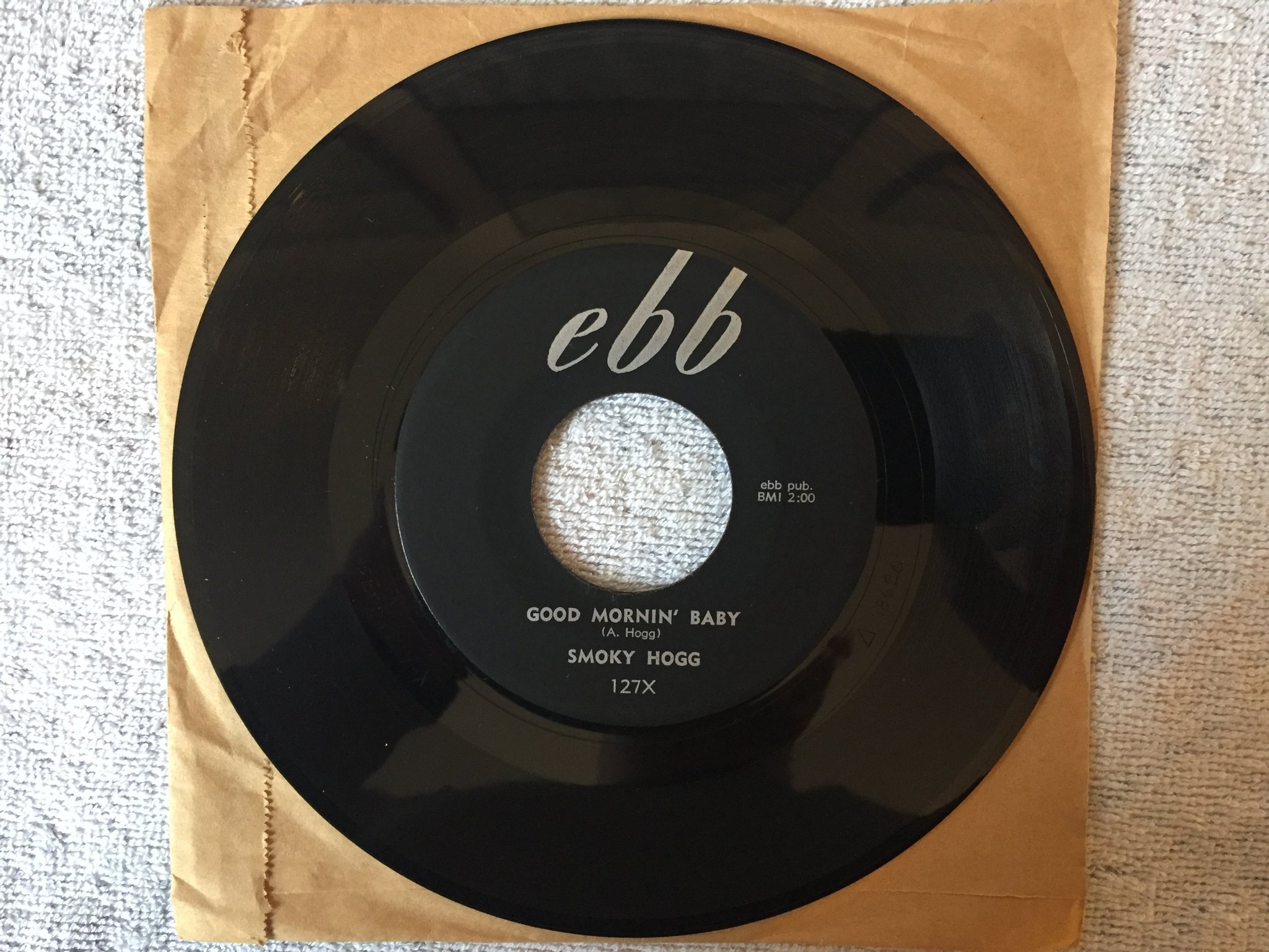 Omslagsbild för skivan SMOKY HOGG Sure 'Nuff  7"single US EBB 127 rhythm & blues RARE!