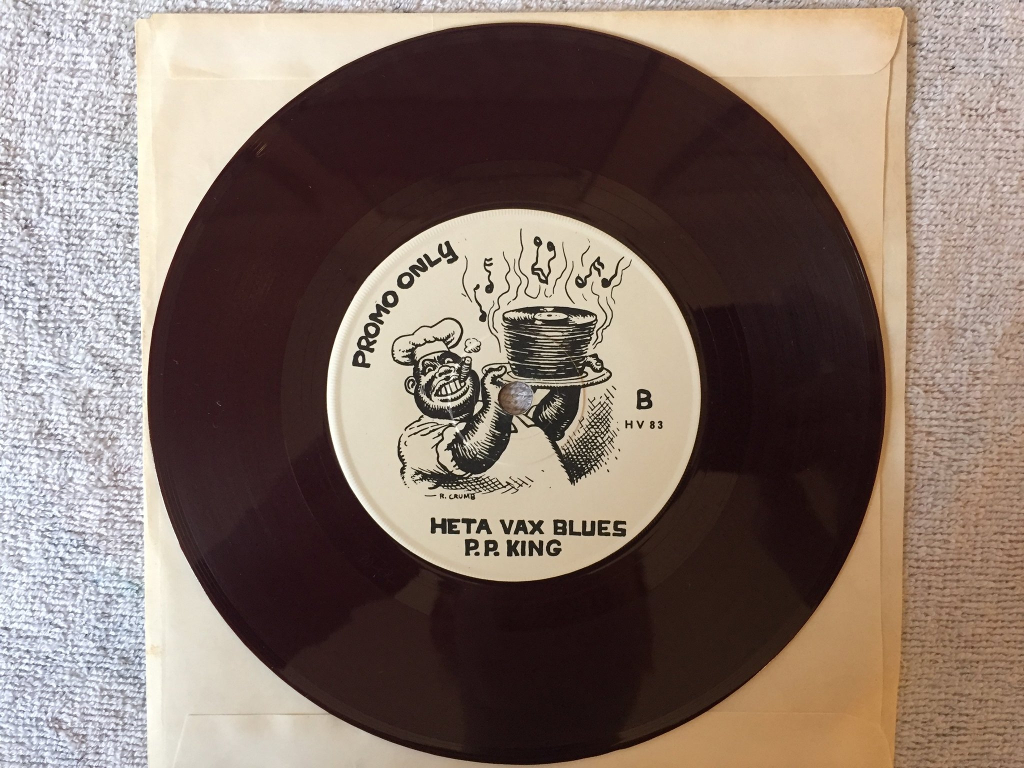 Omslagsbild för skivan I BLUE heta vax toast 7"single -83 SWE promo only HV 83 BROWN VINYL rare!!!!