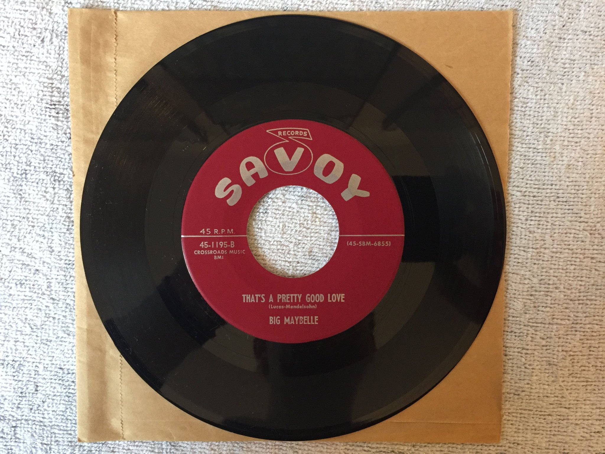 Omslagsbild för skivan BIG MAYBELLE candy 7"single -56 US SAVOY 45-1195 Rhythm & Blues 