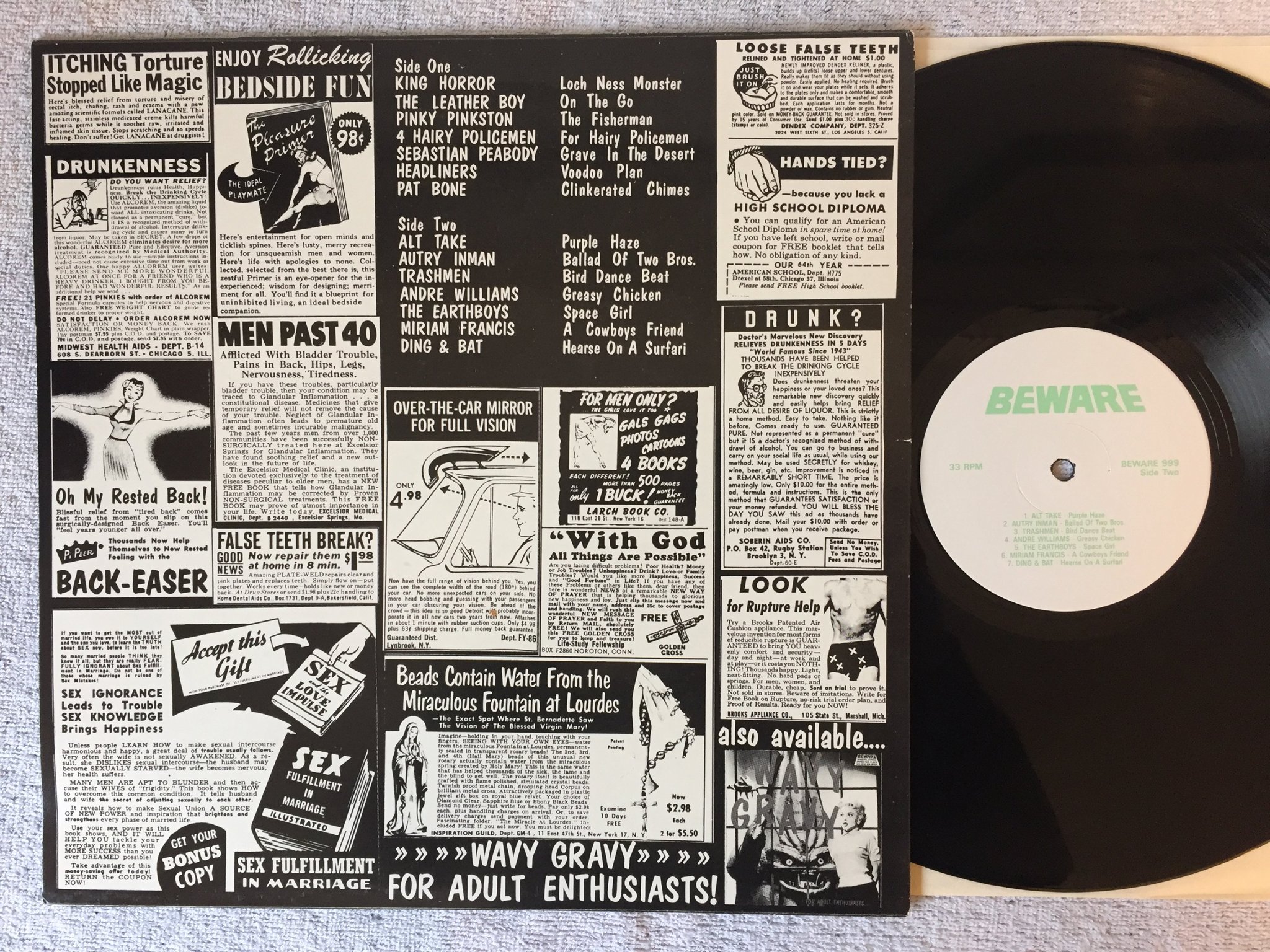 Omslagsbild för skivan V/A wavy gravy / four hairy policemen LP UK BEWARE 999 garage rock