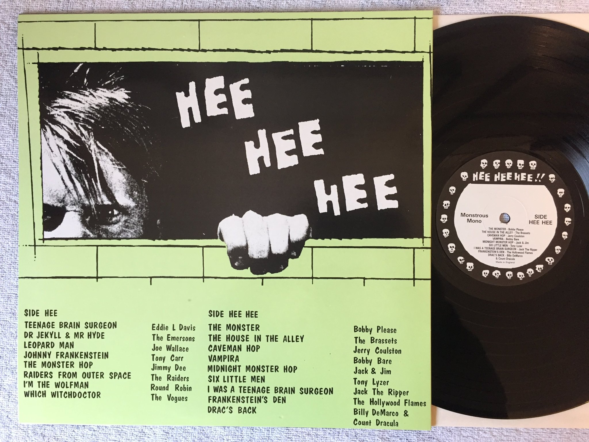 Omslagsbild för skivan V/A  - I was a teenage brain surgeon LP UK HEE HEE HEE rock n roll