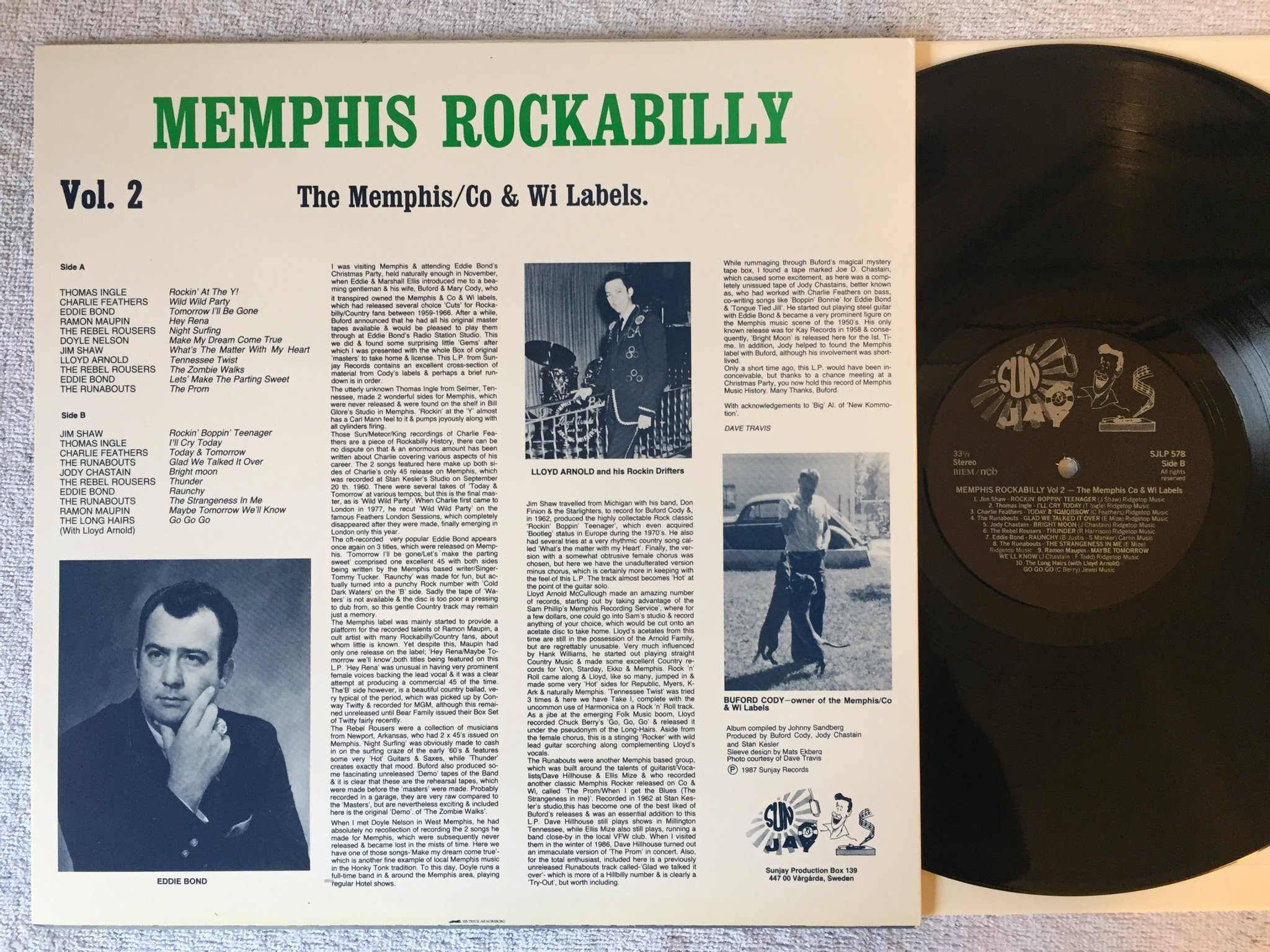 Omslagsbild för skivan V/A Memphis rockabilly vol 2 LP -88 Swe SUNJAY SJLP-578