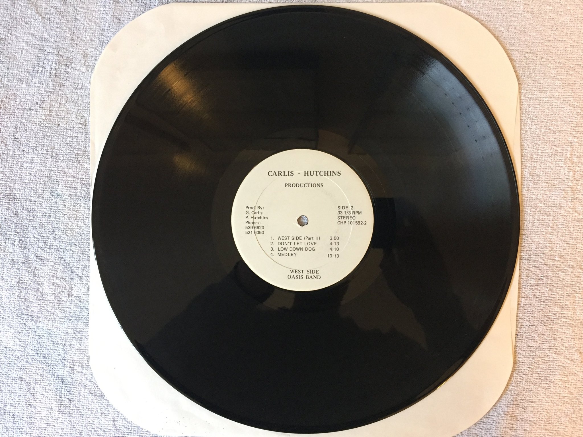 Omslagsbild för skivan OASIS BAND West Side LP -82 carlis-hutchins prod CHP - 101582-2 funk soul RARE