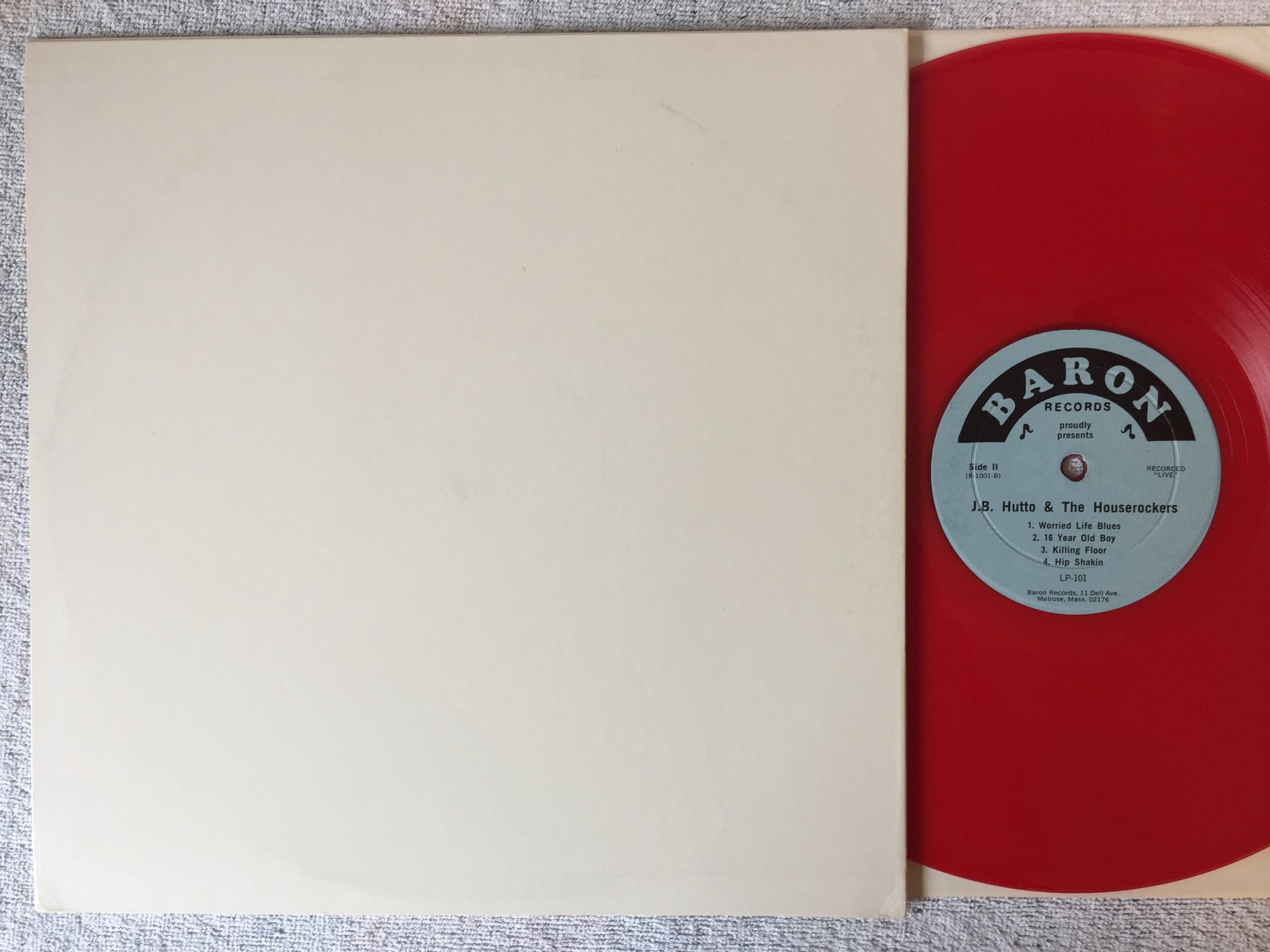 Omslagsbild för skivan J.B. HUTTO & THE HOUSEROCKERS A Sneak Preview LP -79 US BARON B 1001 red vinyl
