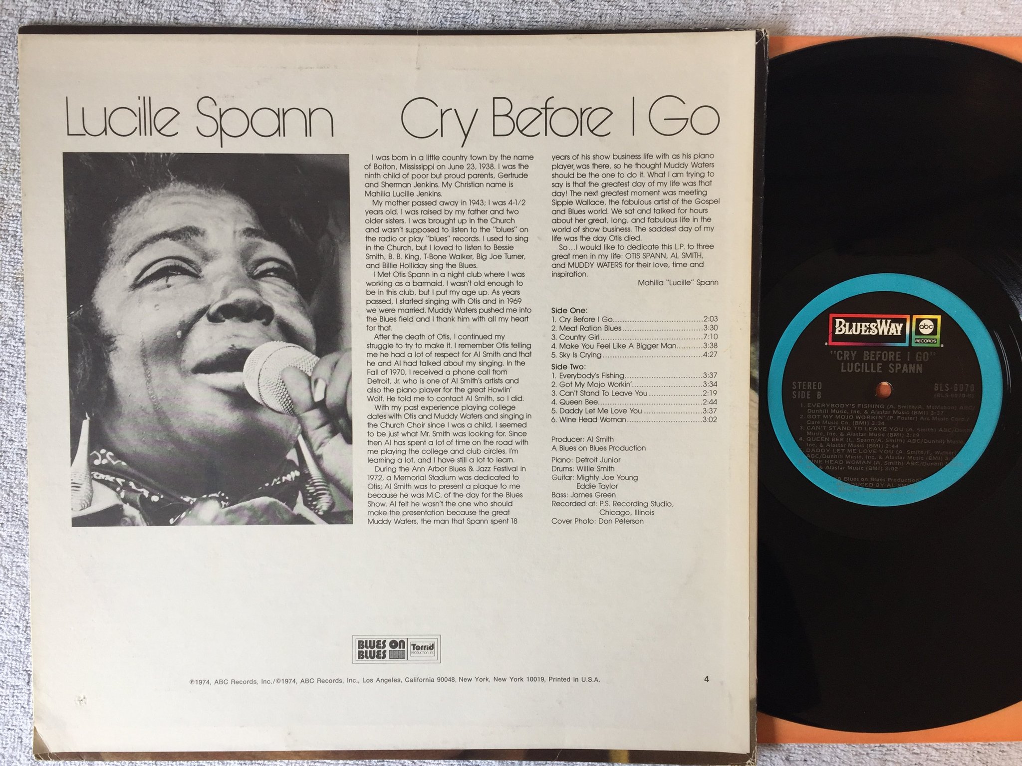Omslagsbild för skivan LUCILLE SPANN cry before I go LP -74 US BLUESWAY BLS 6070