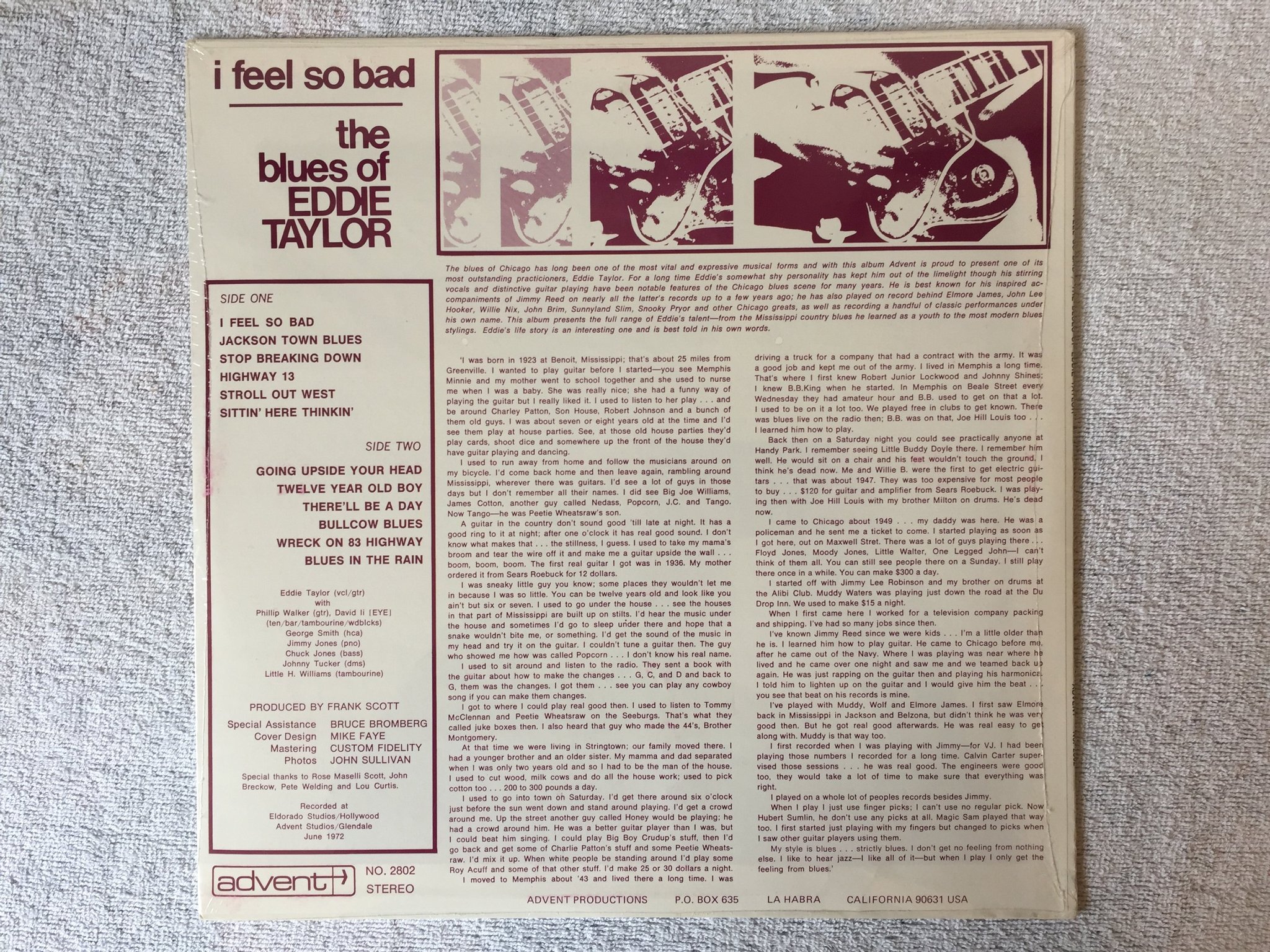 Omslagsbild för skivan EDDIE TAYLOR I feel so bad LP US ADVENT 2802 still sealed 