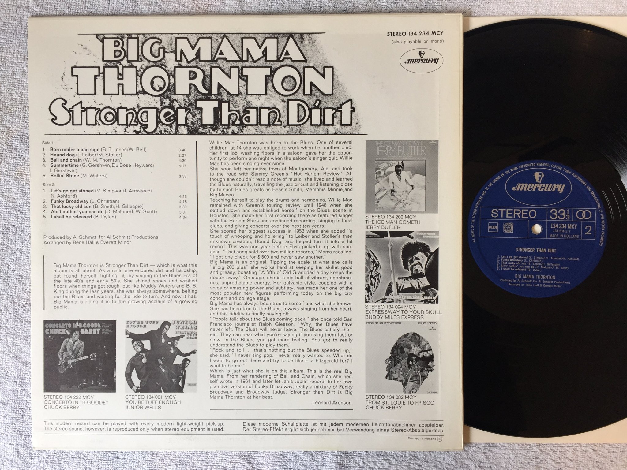 Omslagsbild för skivan BIG MAMA THORNTON stronger than dirt LP -69 Hol MERCURY 134 234 MCY