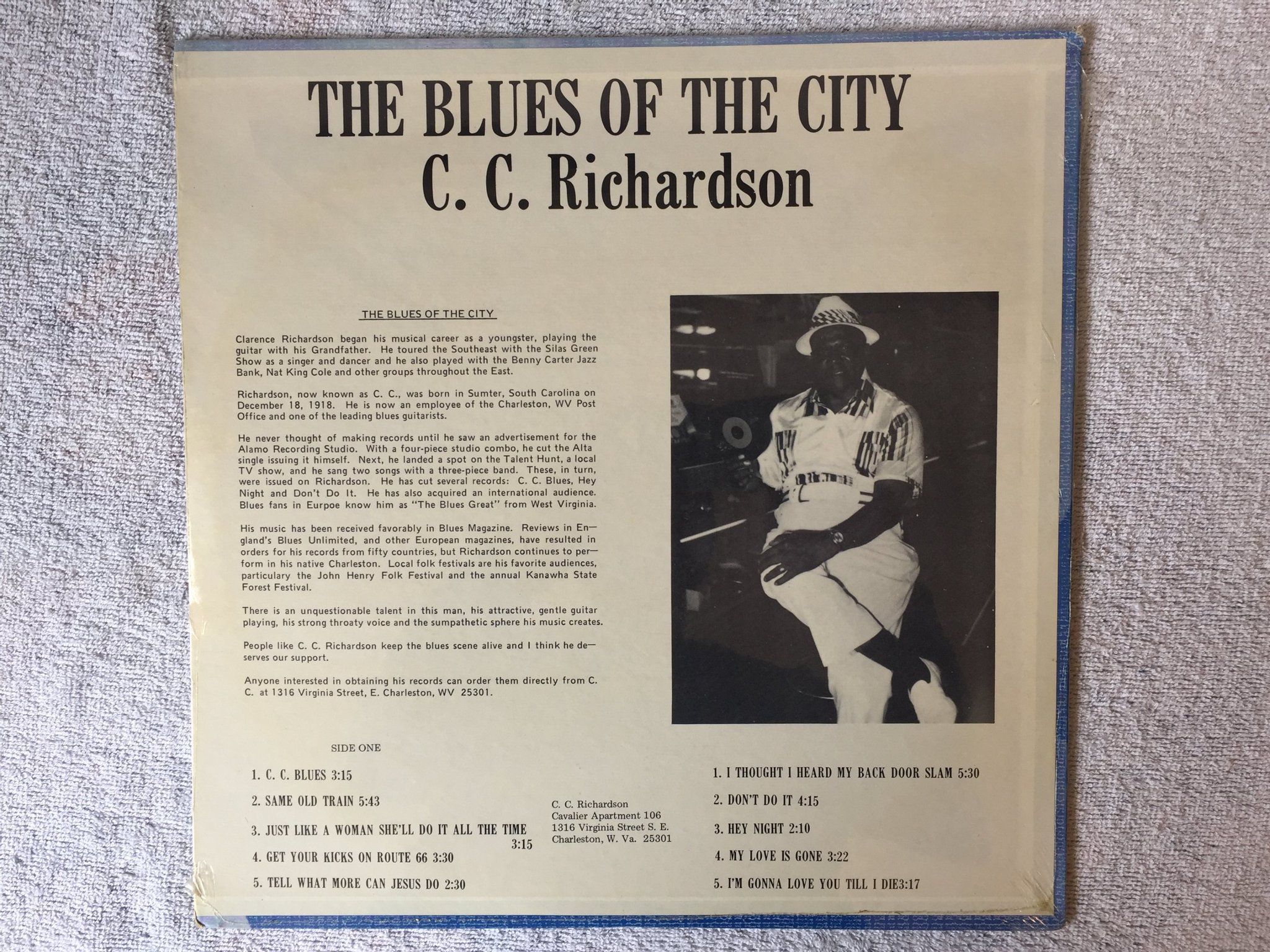 Omslagsbild för skivan C.C. RICHARDSON the blues of the city LP US BLUE JAY RECORDS still sealed RARE!!