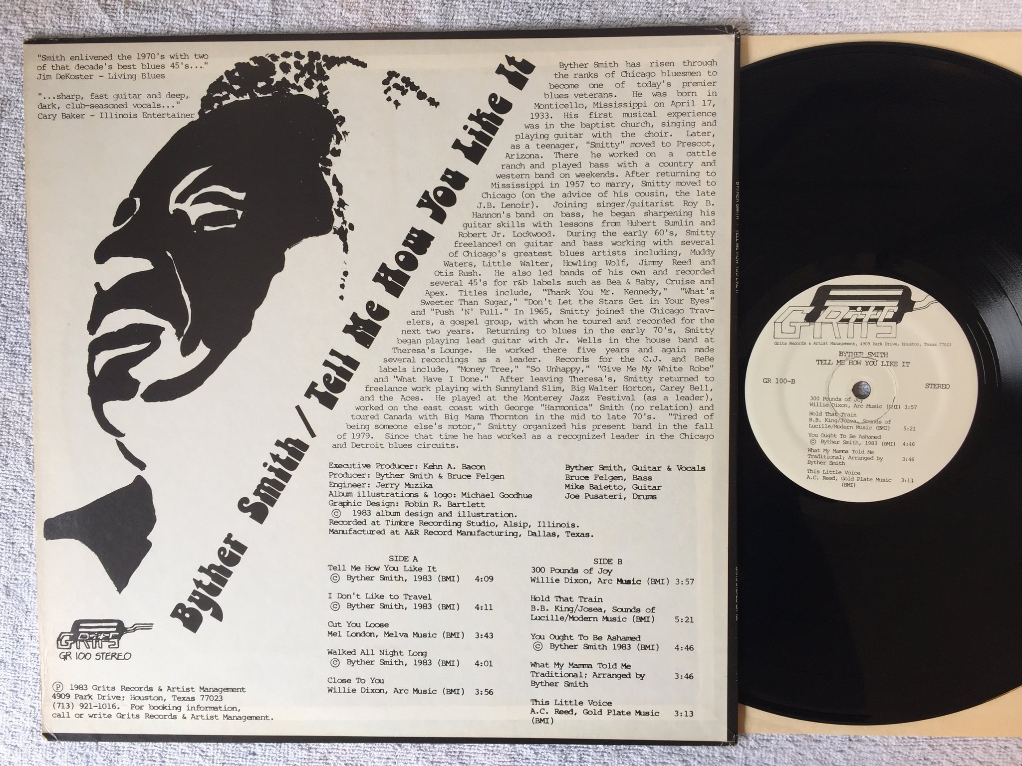 Omslagsbild för skivan BYTHER SMITH tell me how you like it LP -83 US GRITS GR 100 rare!