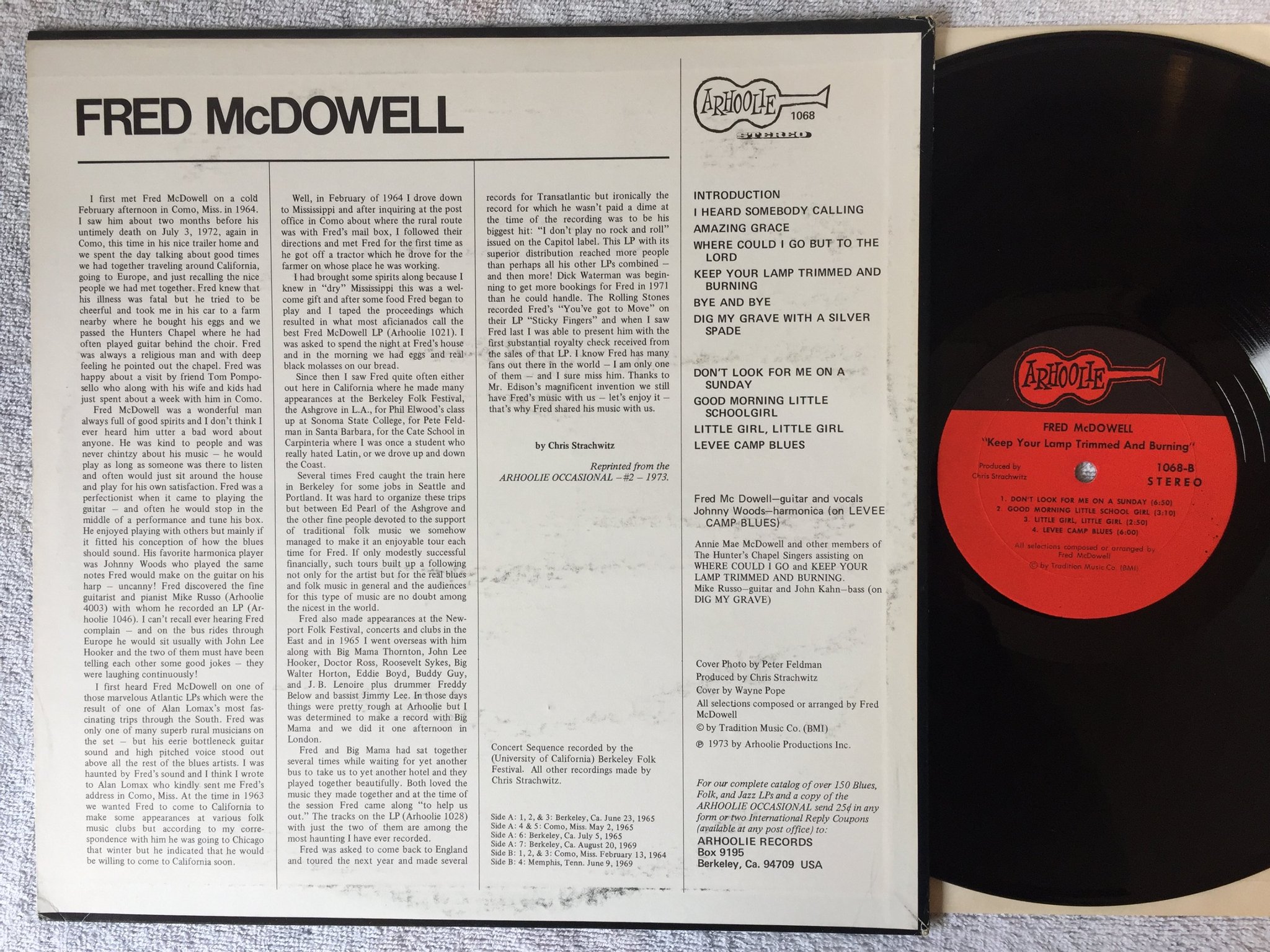 Omslagsbild för skivan FRED McDOWELL keep your lamp trimmed and burning LP -73 US ARHOOLIE 1068 