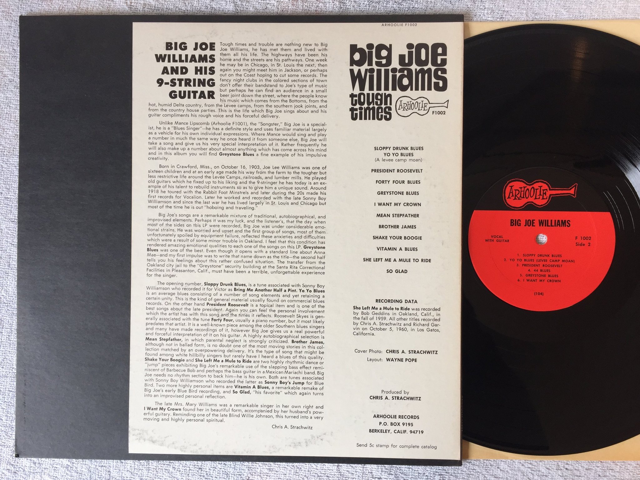 Omslagsbild för skivan BIG JOE WILLAMS Tough Times LP US ARHOOLIE F1002
