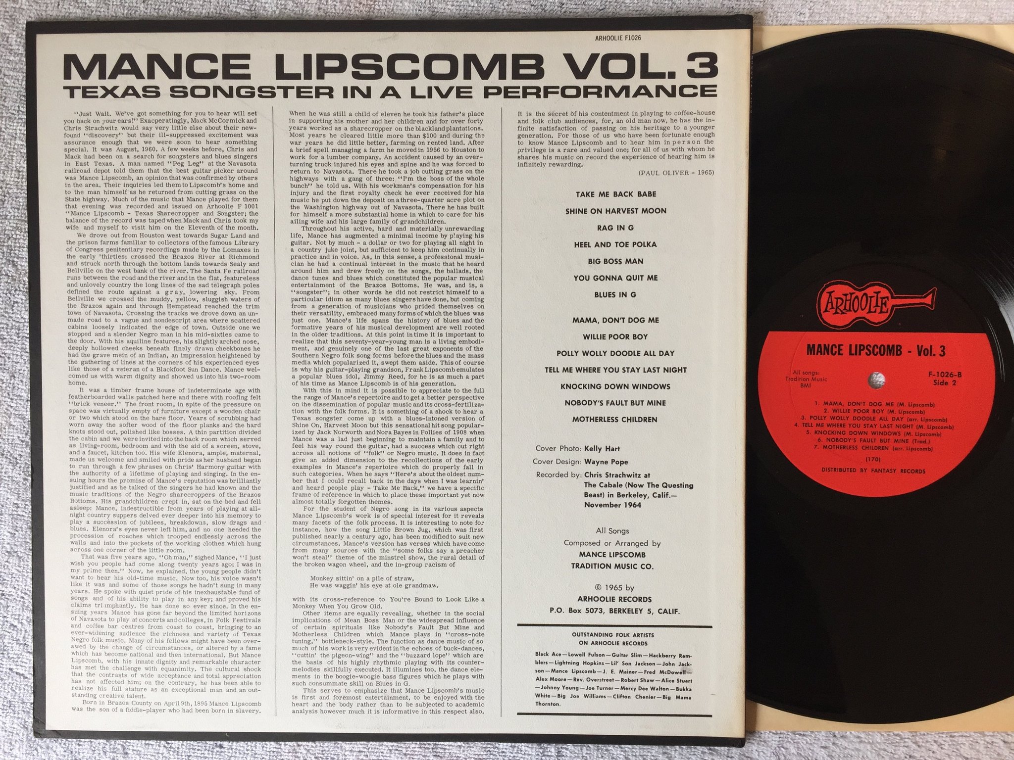 Omslagsbild för skivan MANCE LIPSCOMB vol 3 LP US ARHOOLIE F1026