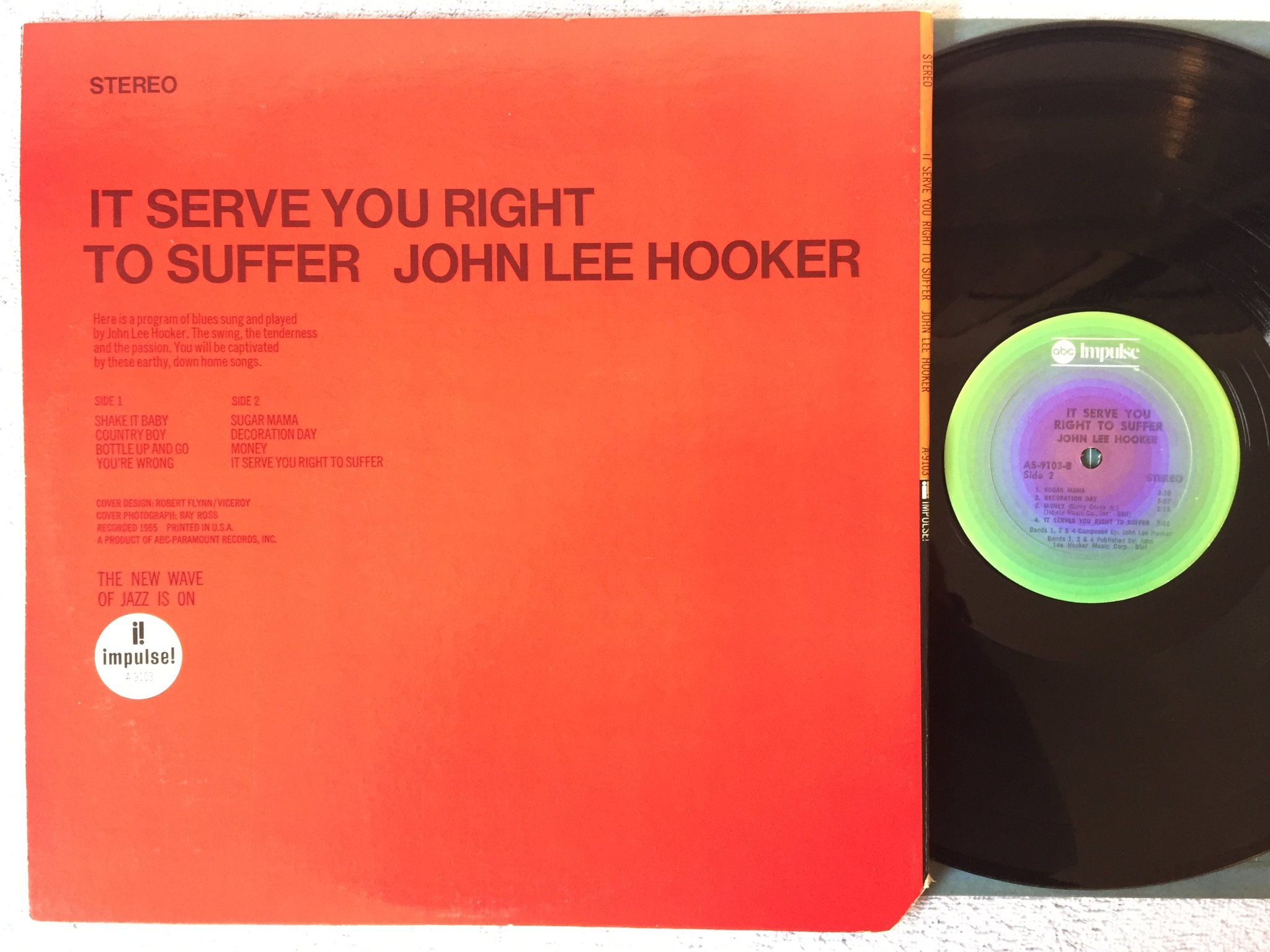 Omslagsbild för skivan JOHN LEE HOOKER it serve you right to suffer LP US ABC-IMPULSE AS-9103