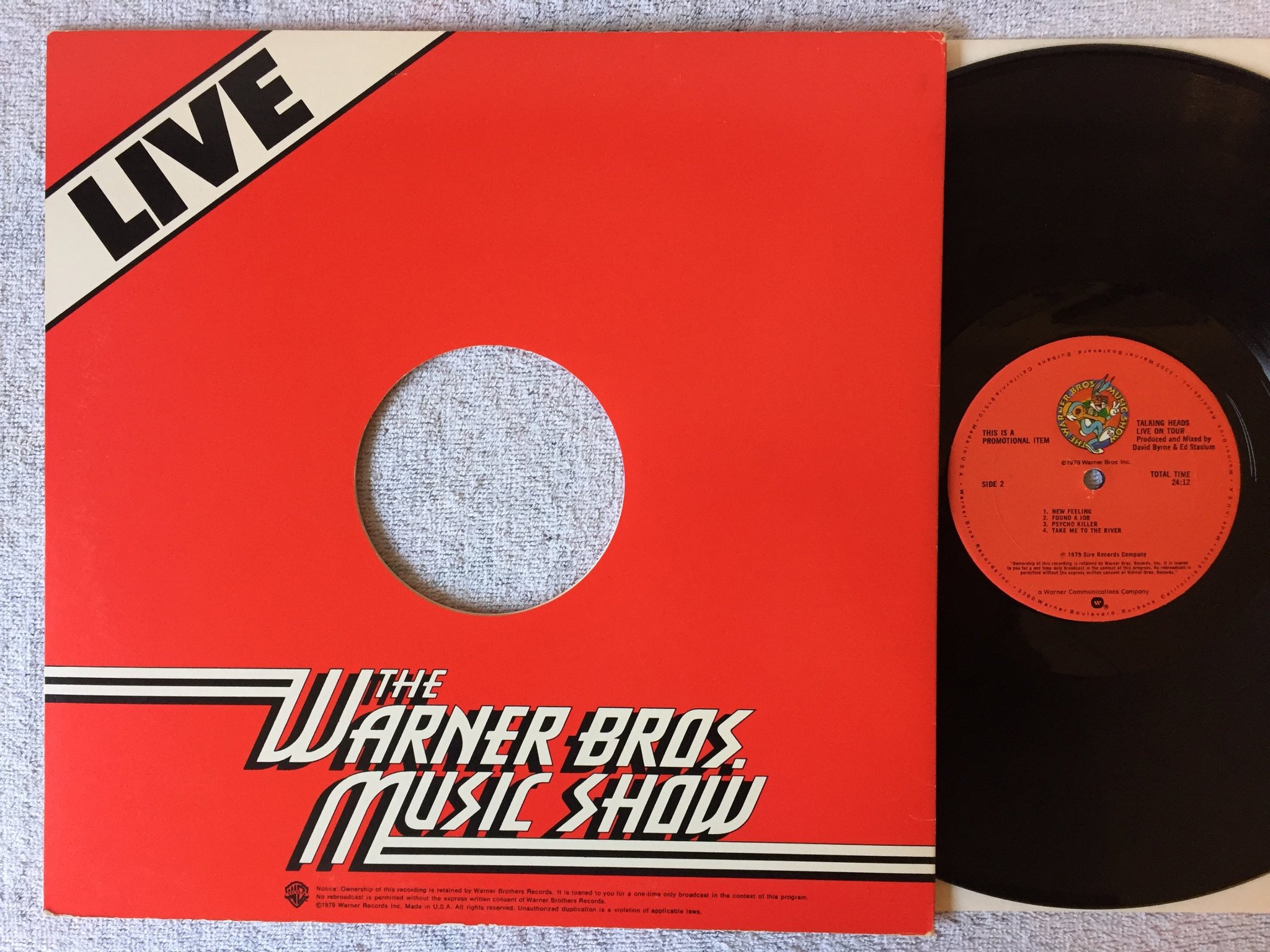 Omslagsbild för skivan TALKING HEADS live on tour LP -79 Warner Bros Music Show WBMS 104 RE-1 PROMO