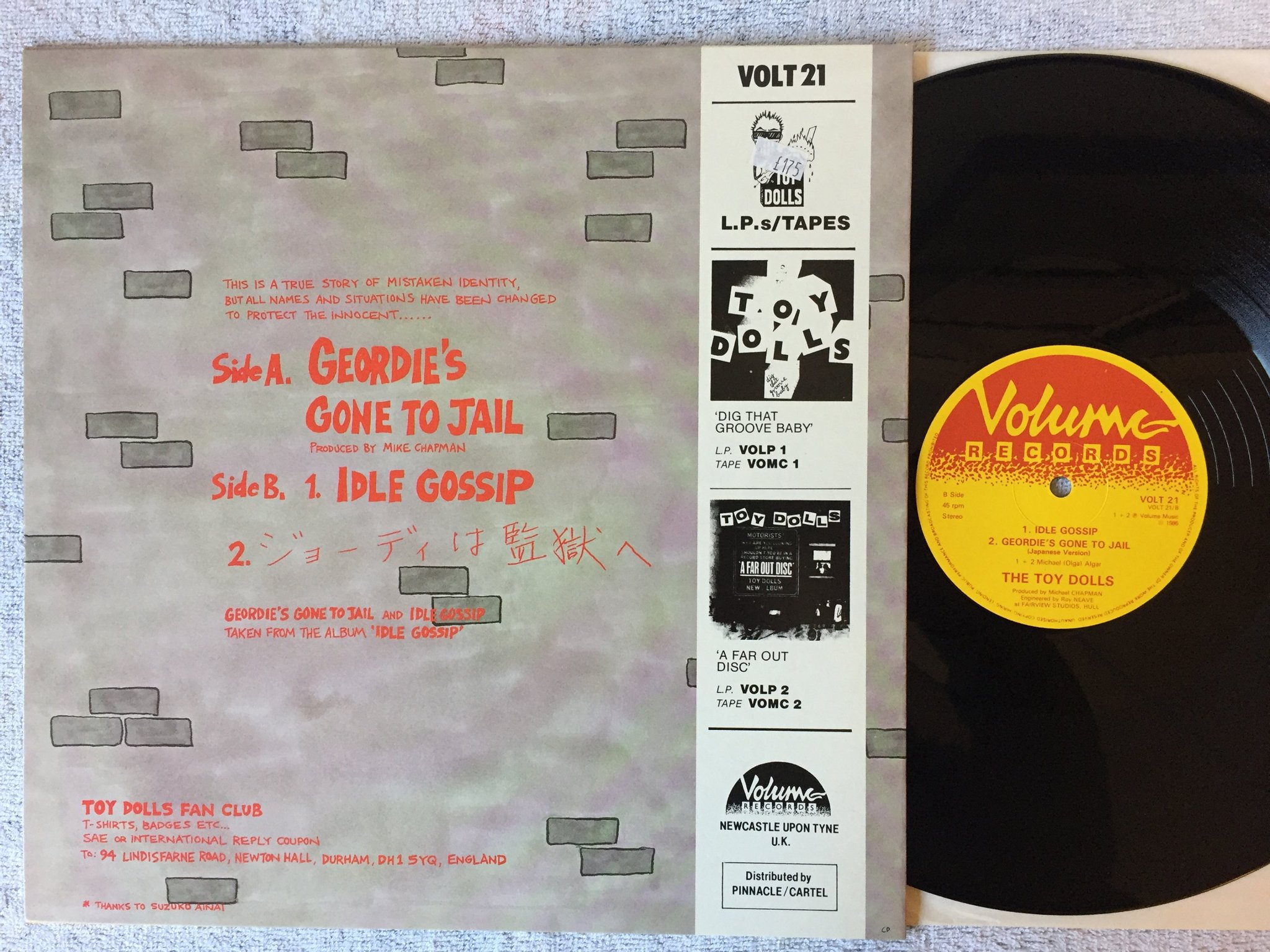 Omslagsbild för skivan THE TOY DOLLS Geordie's Gone To Jail 12"single -86 UK VOLUME  VOLT 21
