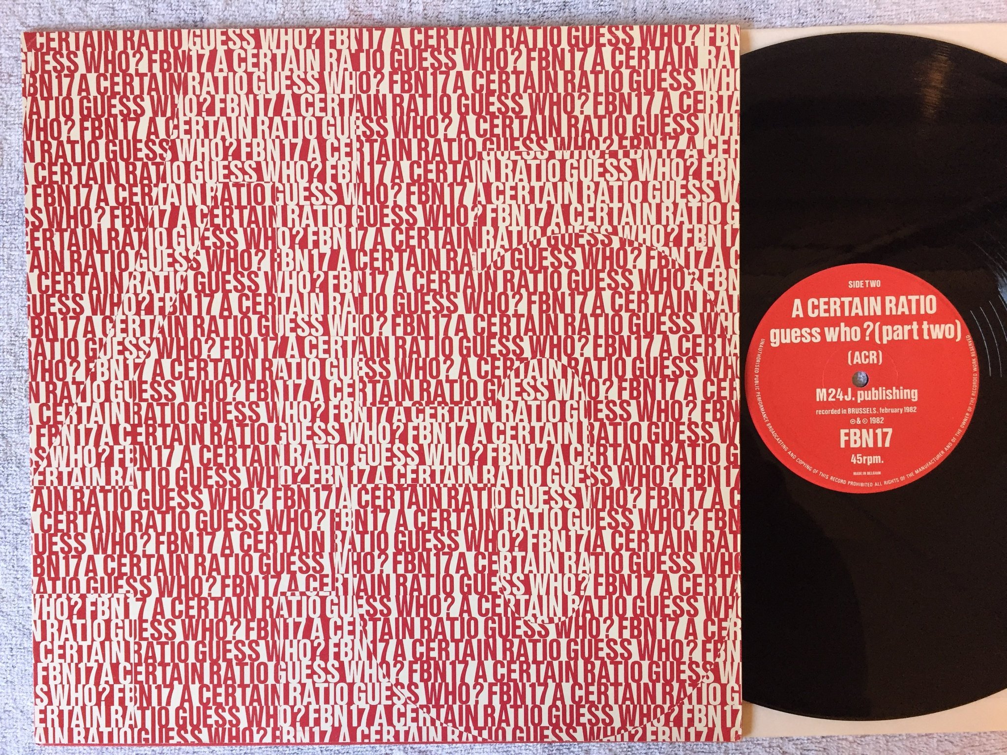 Omslagsbild för skivan A CERTAIN RATIO Guess Who? 12"SINGLE -82 FACTORY BENELUX FBN 17