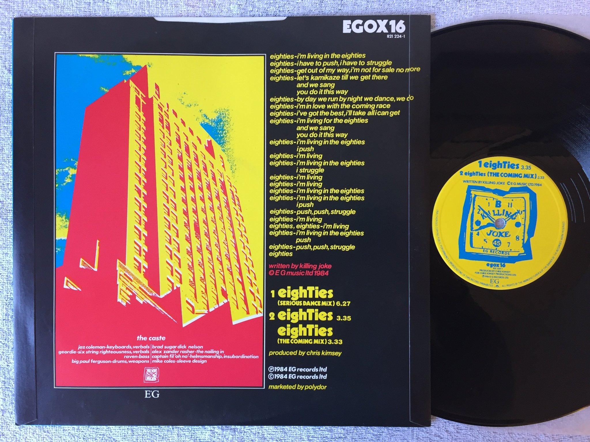 Omslagsbild för skivan KILLING JOKE Eighties 12"SINGLE -84 UK EG 821 224-1