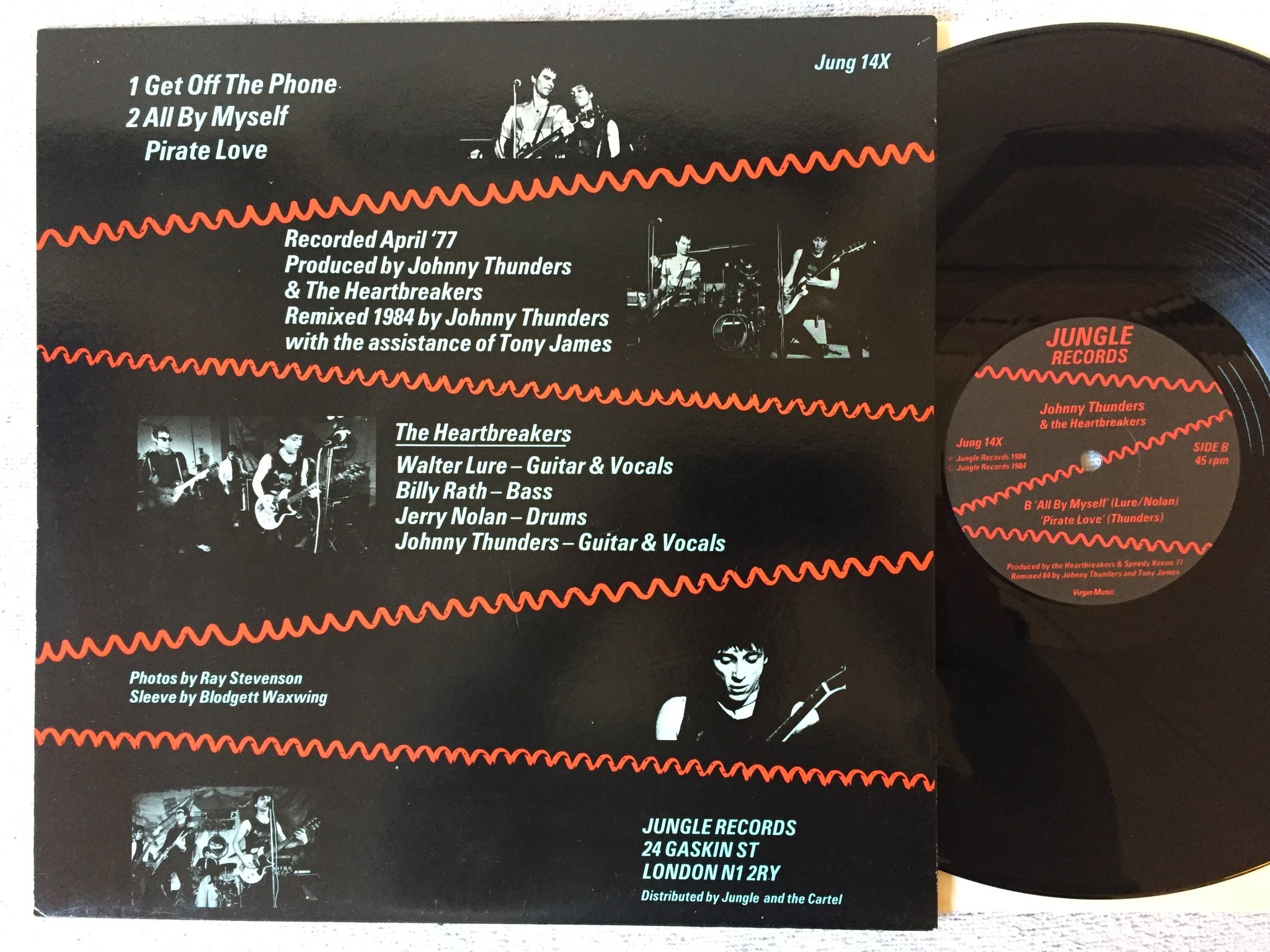 Omslagsbild för skivan JOHNNY THUNDERS & The Heartbreakers Get Off The Phone 12"single -84 UK  jung 14X