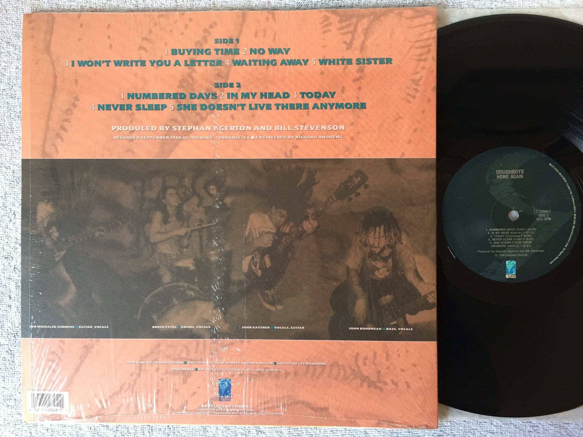 Omslagsbild för skivan DOUGHBOYS home again LP -89 US RESTLESS 772345-1 hardcore punk