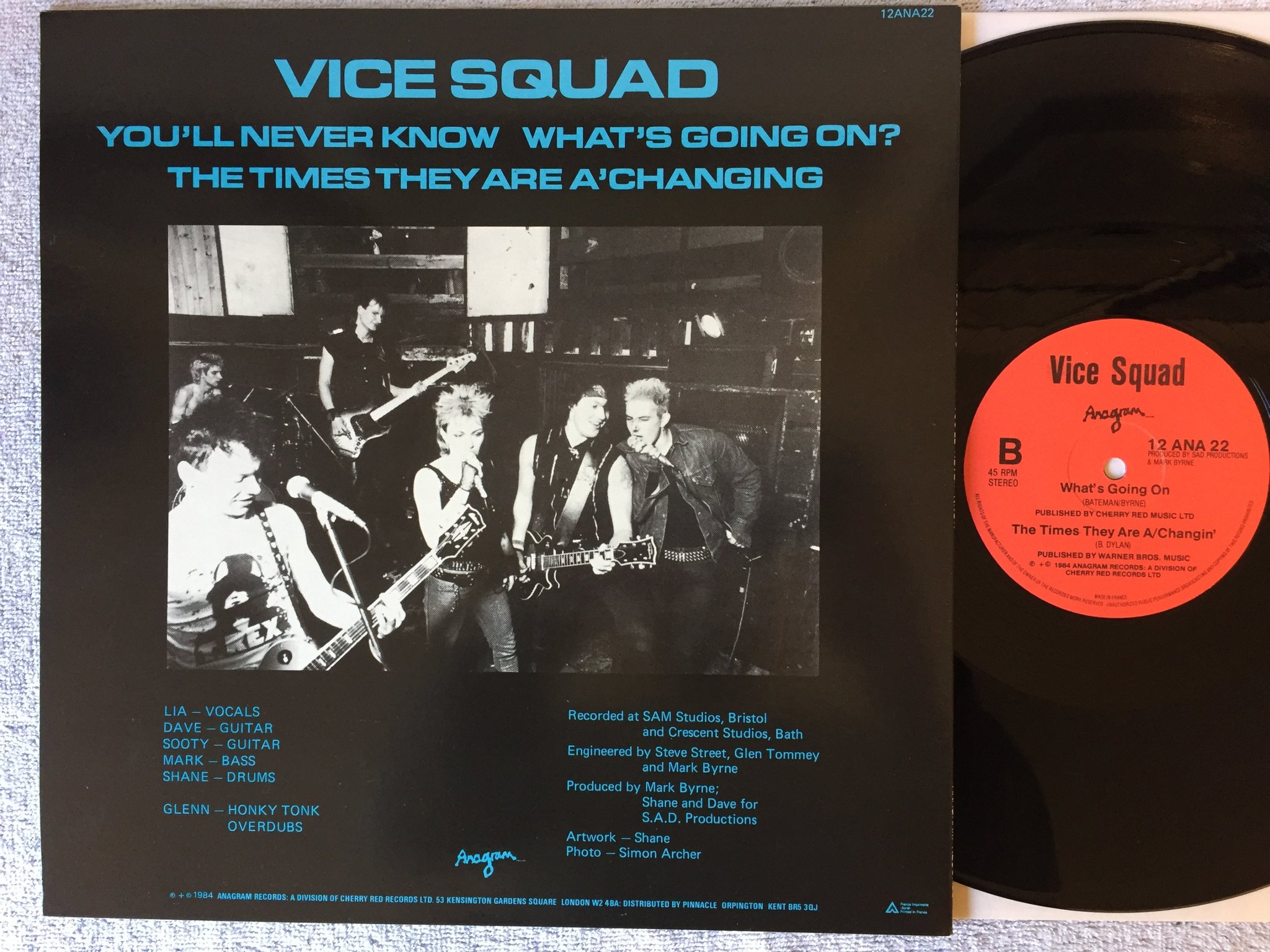 Omslagsbild för skivan THE VICE SQUAD you'll never know 12"single -84 ANAGRAM 12 ANA 22
